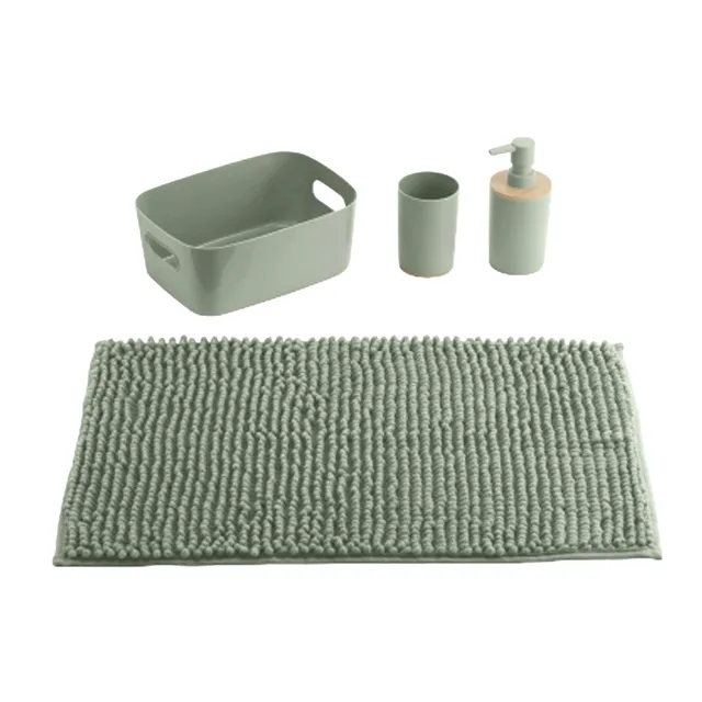 Ensemble salle de bain chenille vert tapis accessoires