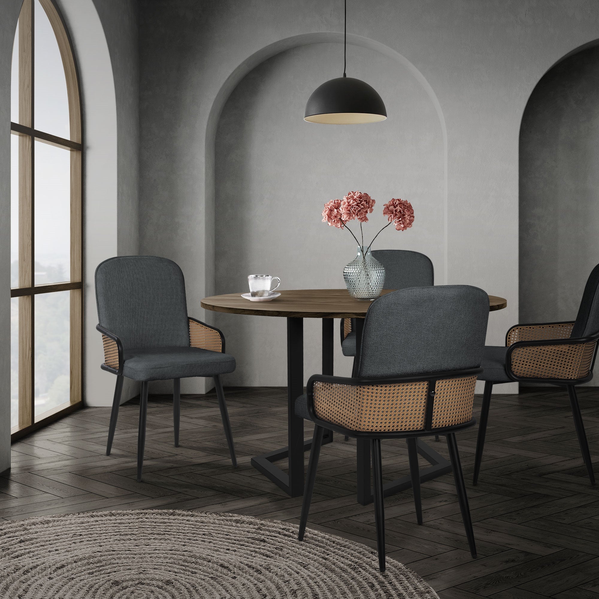 ECD Germany ML-Design chaises salle à manger anthracite lot de 2