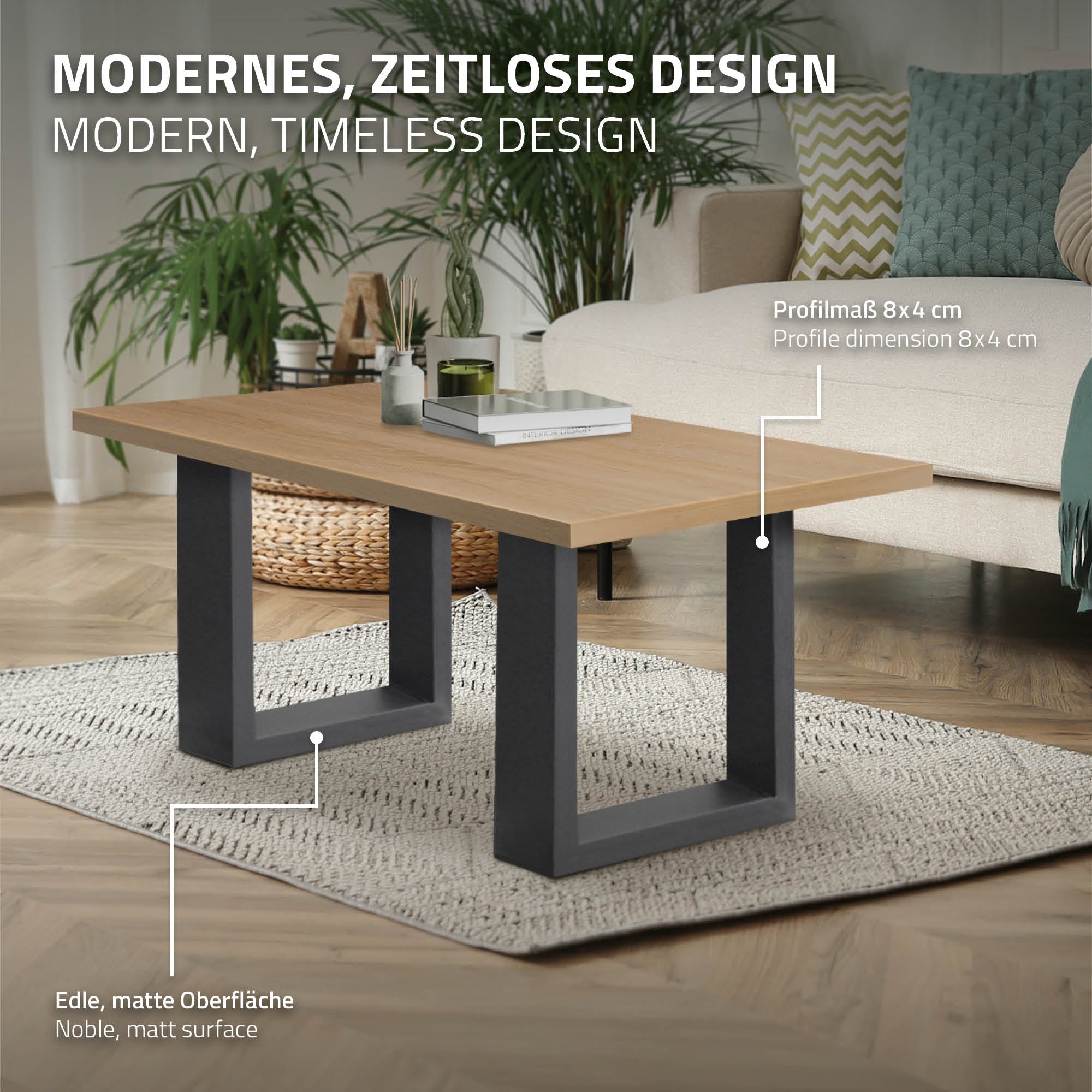 ECD Germany Garten pied de table acier anthracite 30x43 cm lot 2