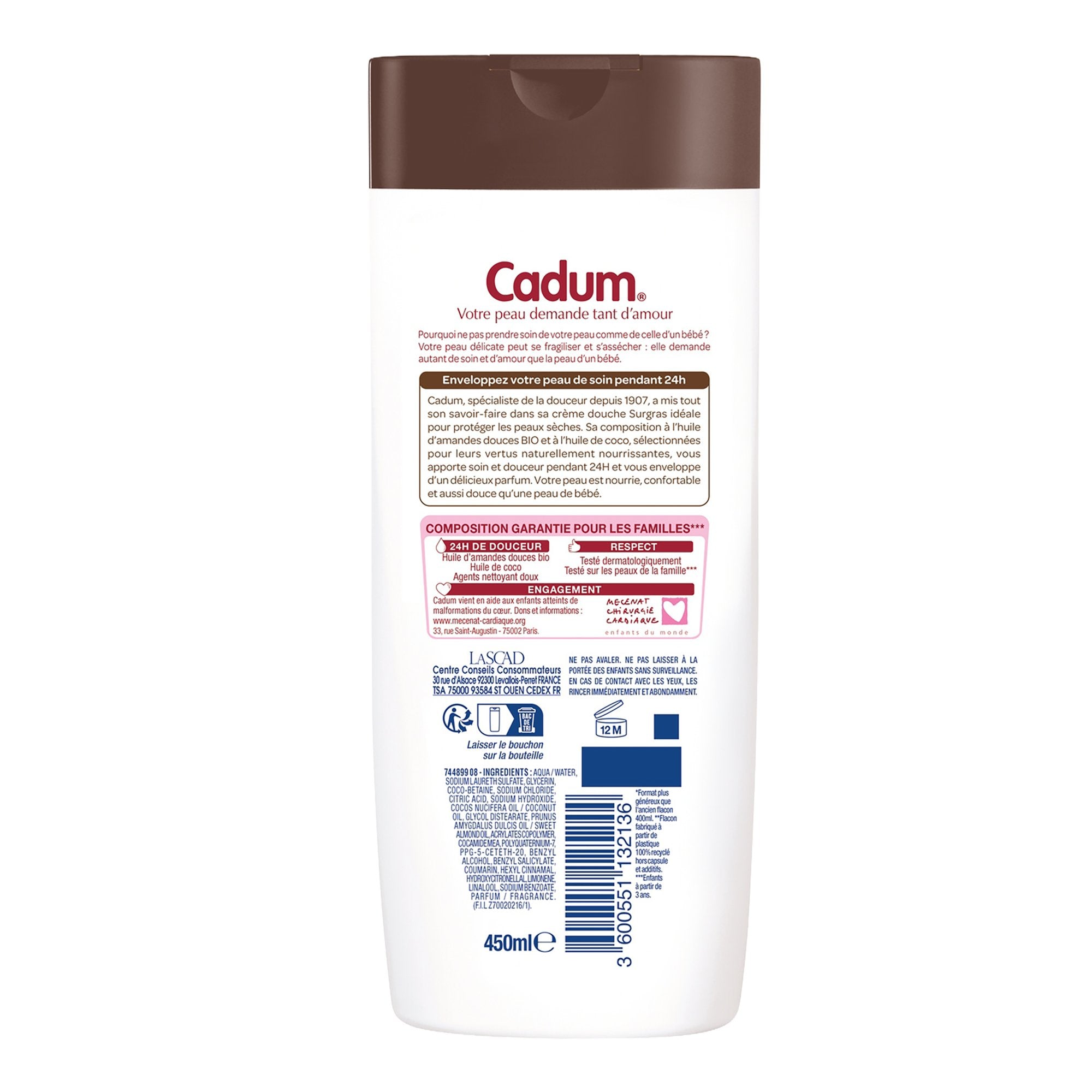 Cadum crème de douche surgras huile de coco