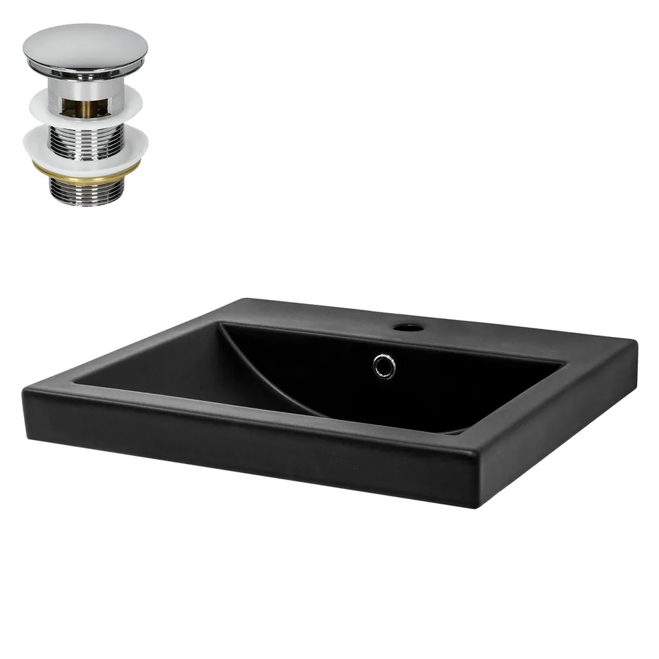 ECD ML-Design lavabo céramique noir mat 53,5cm avec bonde
