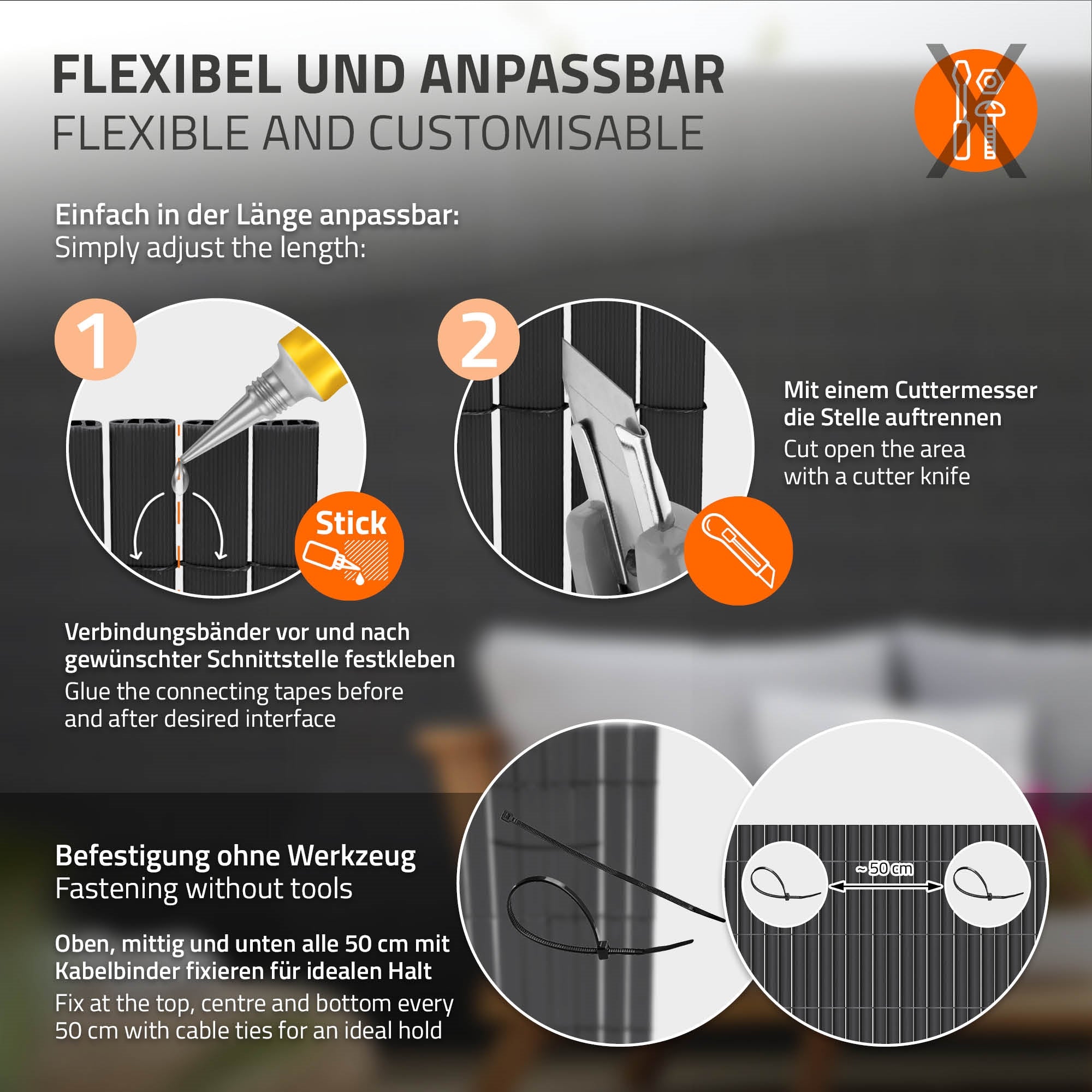 ECD Germany Garten brise-vue PVC anthracite 160x500 cm anti-UV