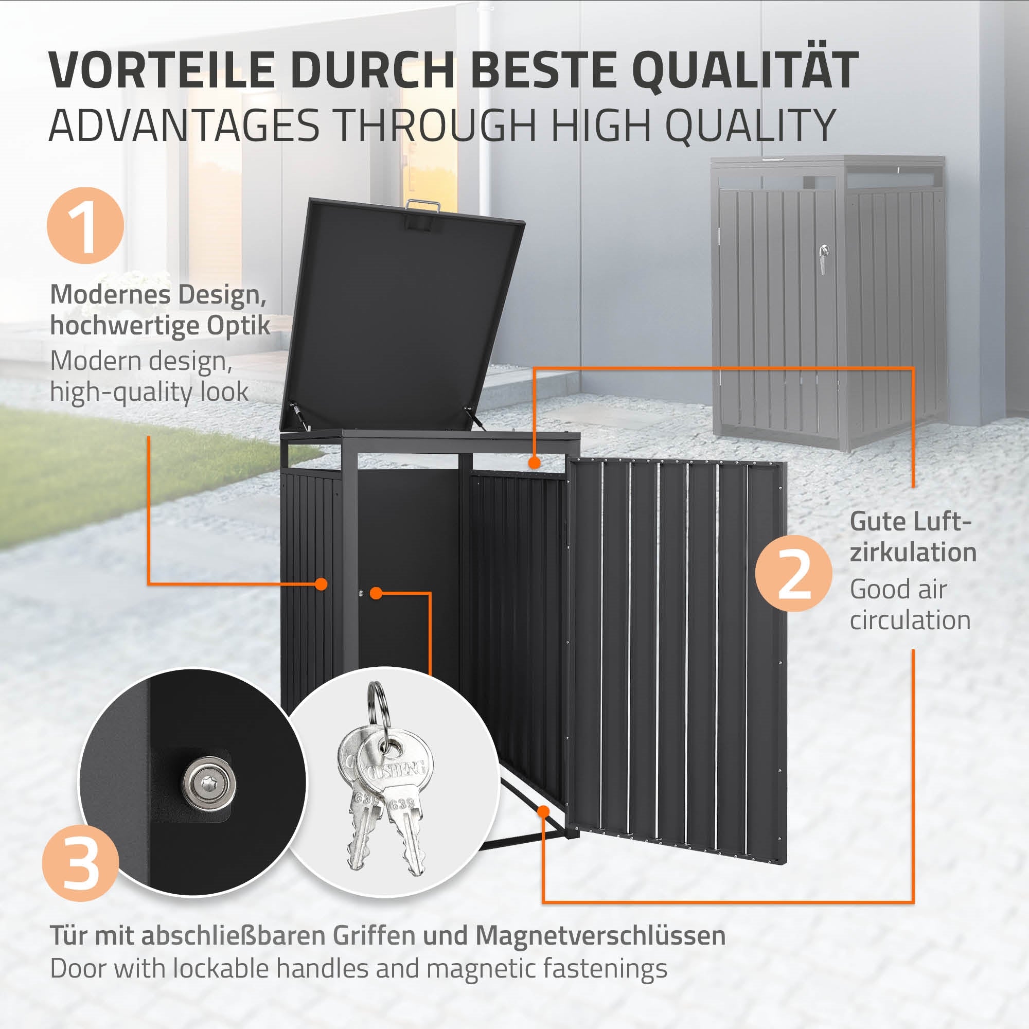 ML-Design 1x cache-poubelle 240L anthracite 68x80x120