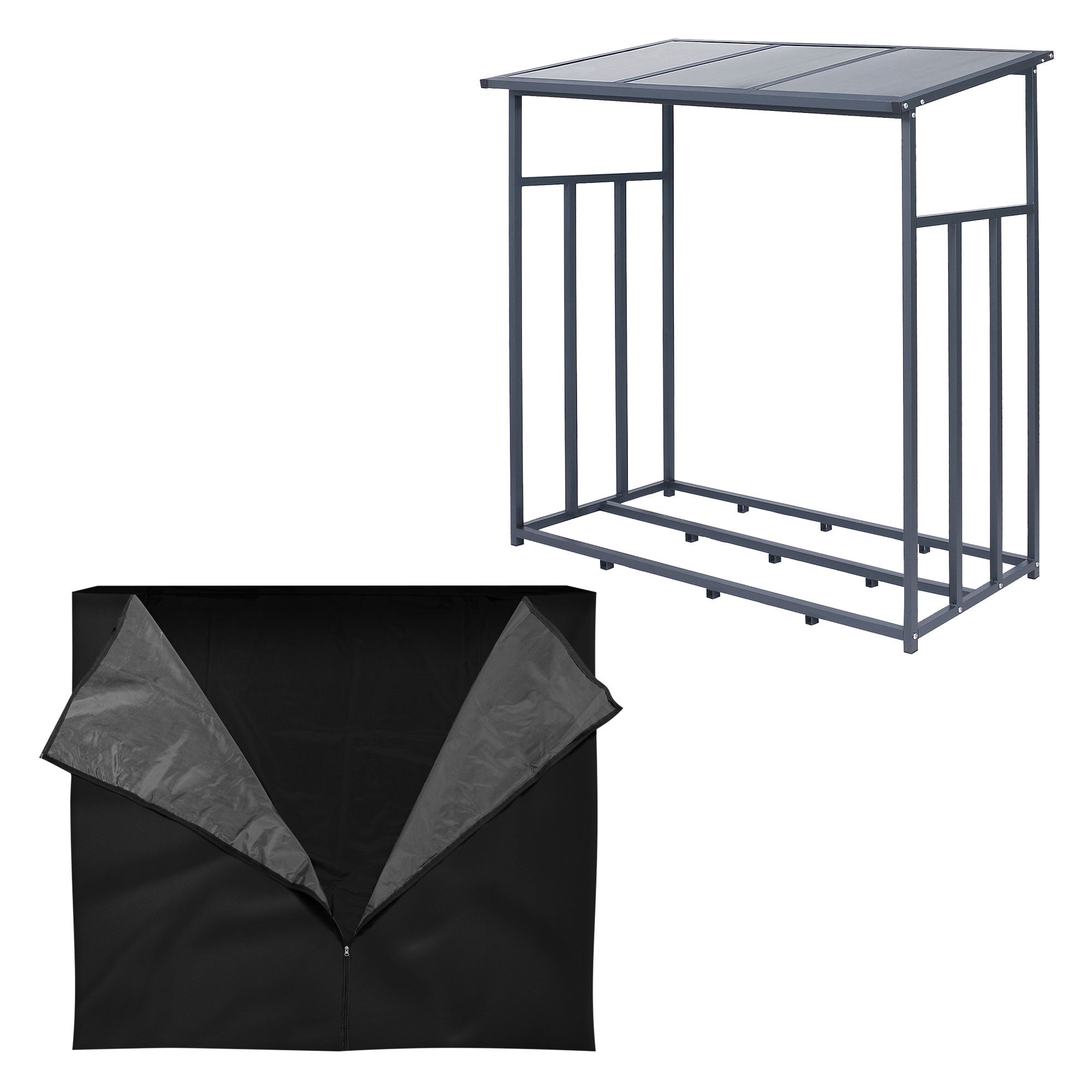 ML-Design Garten abri bûches acier anthracite avec toit 187x83x185
