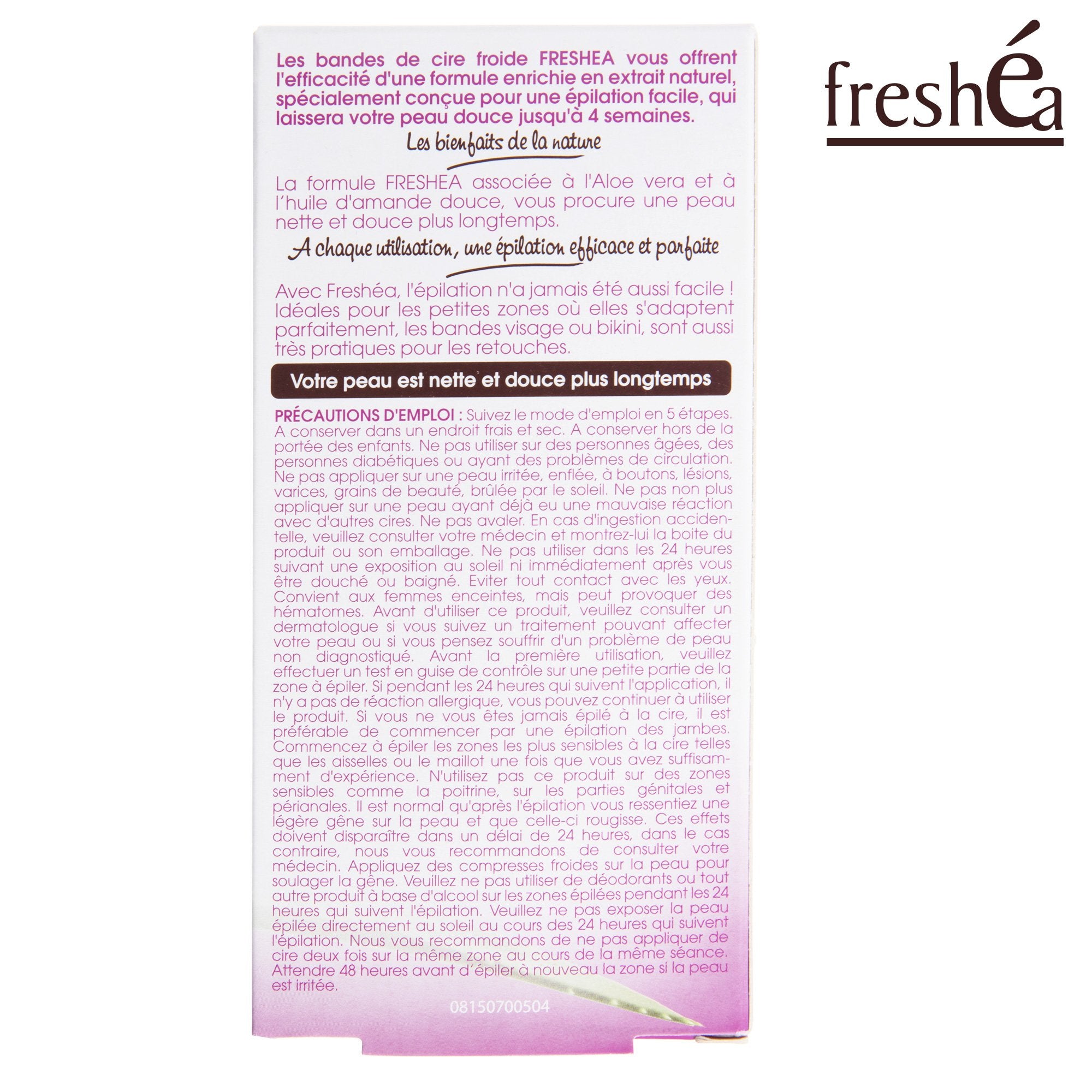 Freshea kit 28 bandes dépilatoires bikini visage aloé