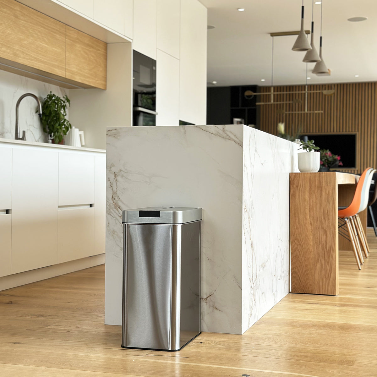 Red Deco Silverlake 60L poubelle automatique inox