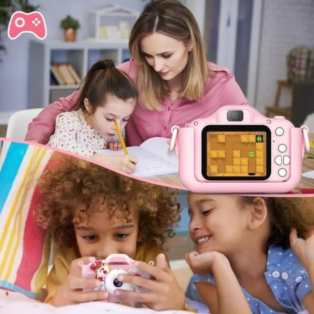 UNICAM Appareil Photo Enfant Licorne Rose 20MP 1080P