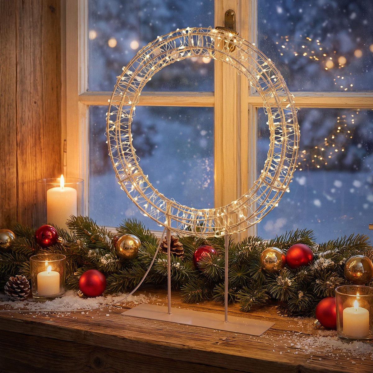 ECD Germany Haus & Wohnen Couronne de Noël LED 53 cm blanc chaud