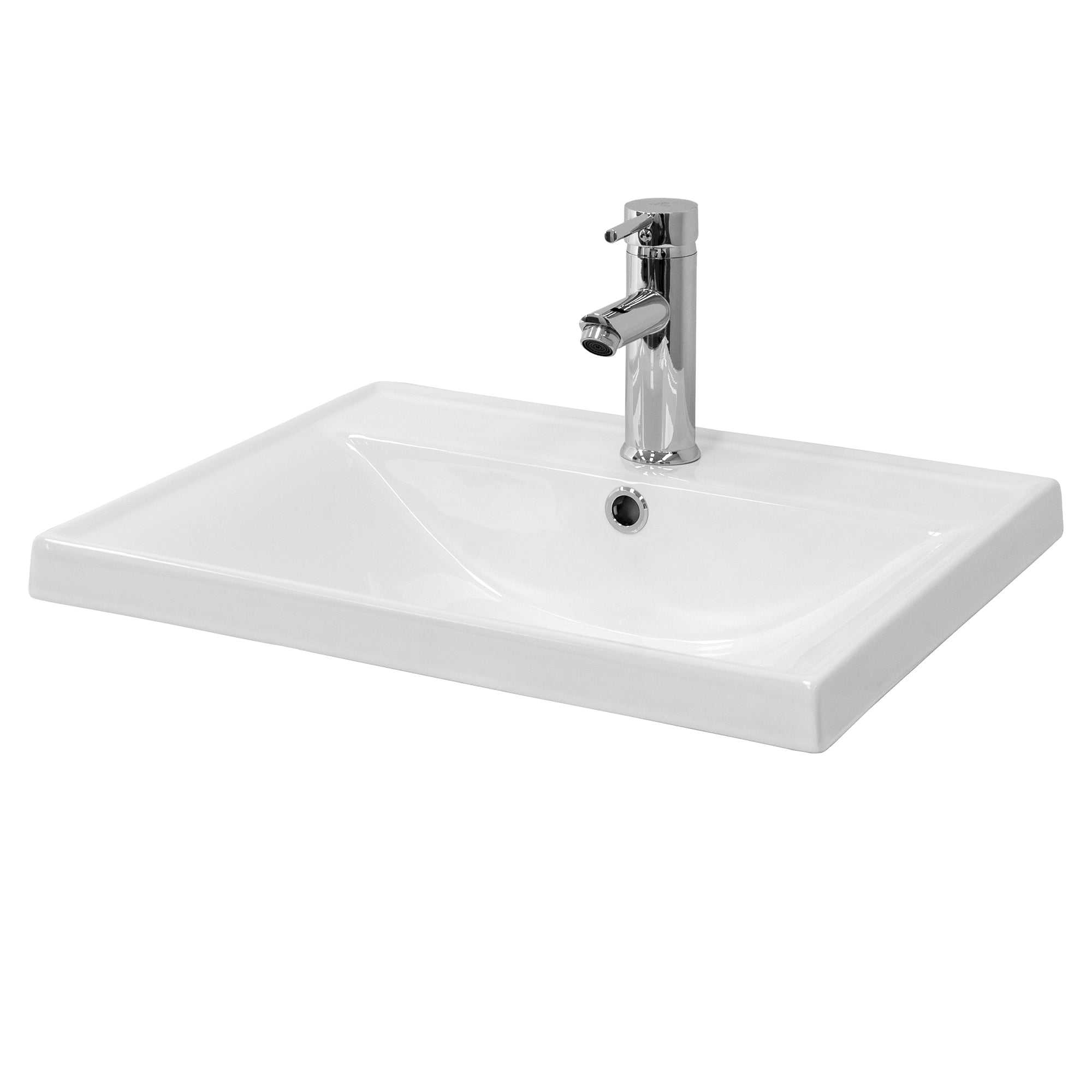 ECD Germany LuxeBath lavabo céramique blanc 51 cm avec bonde