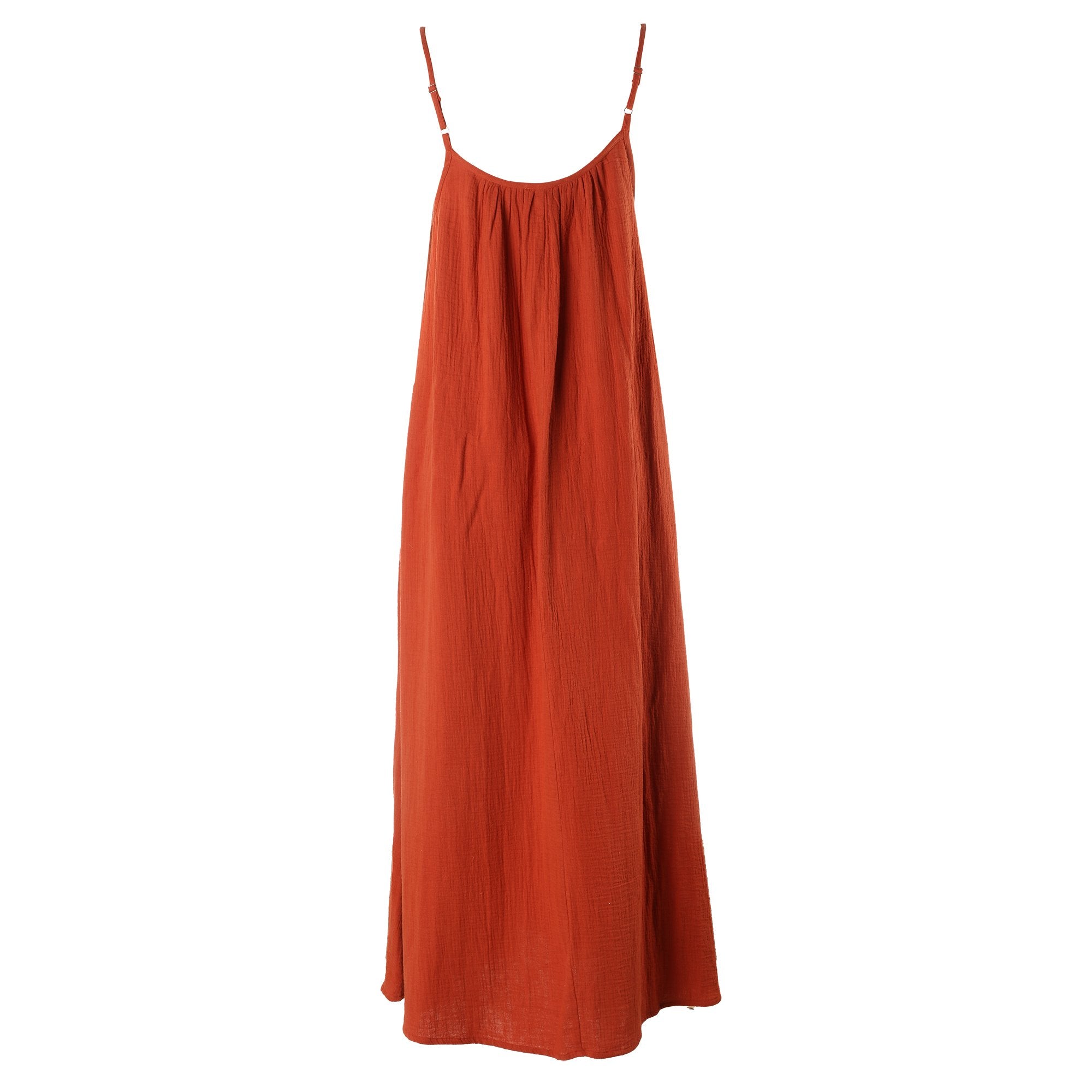 Stokomani Mode robe gaze de coton rouge 38 fluide