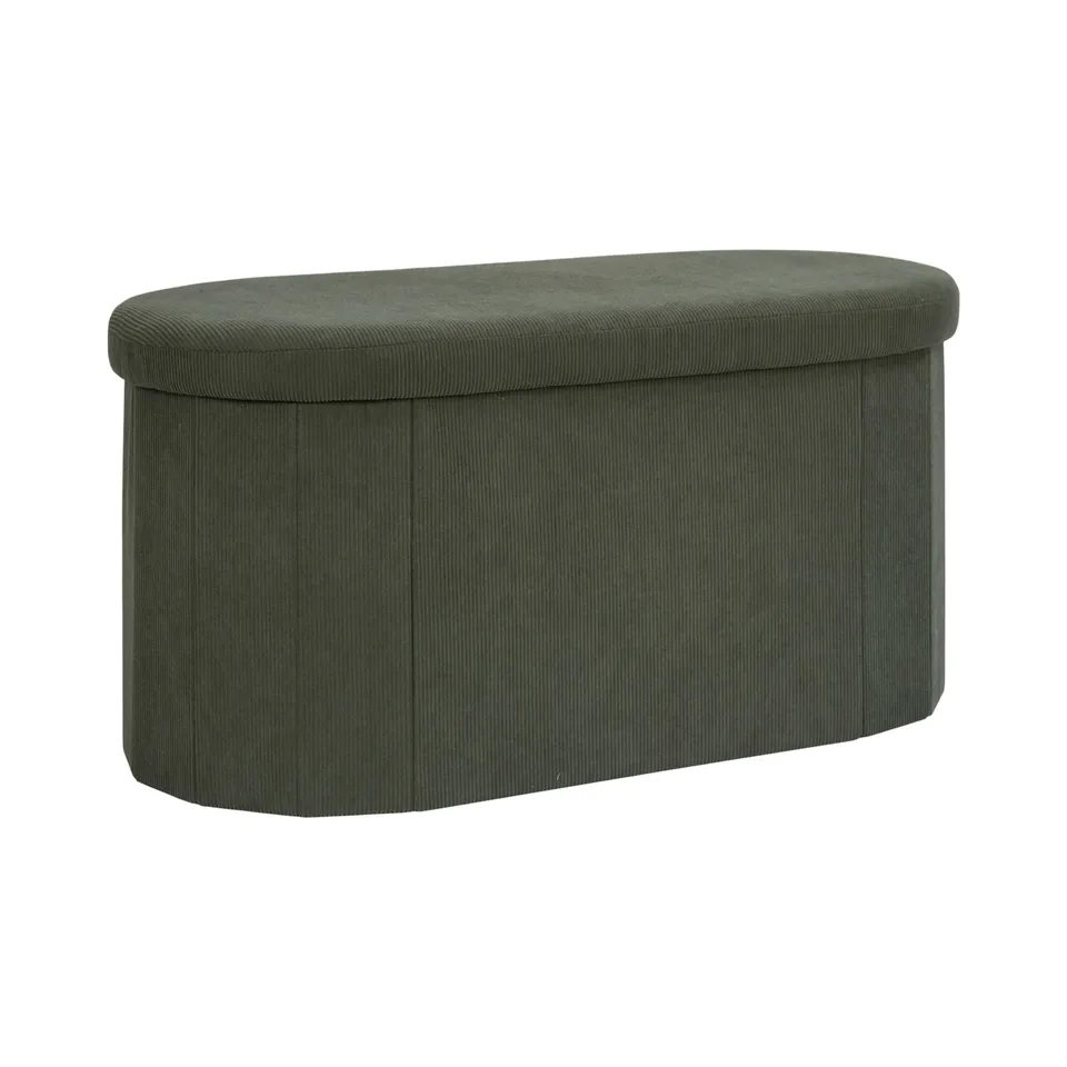 Home Deco Factory Jules coffre-banc pliable vert côtelé