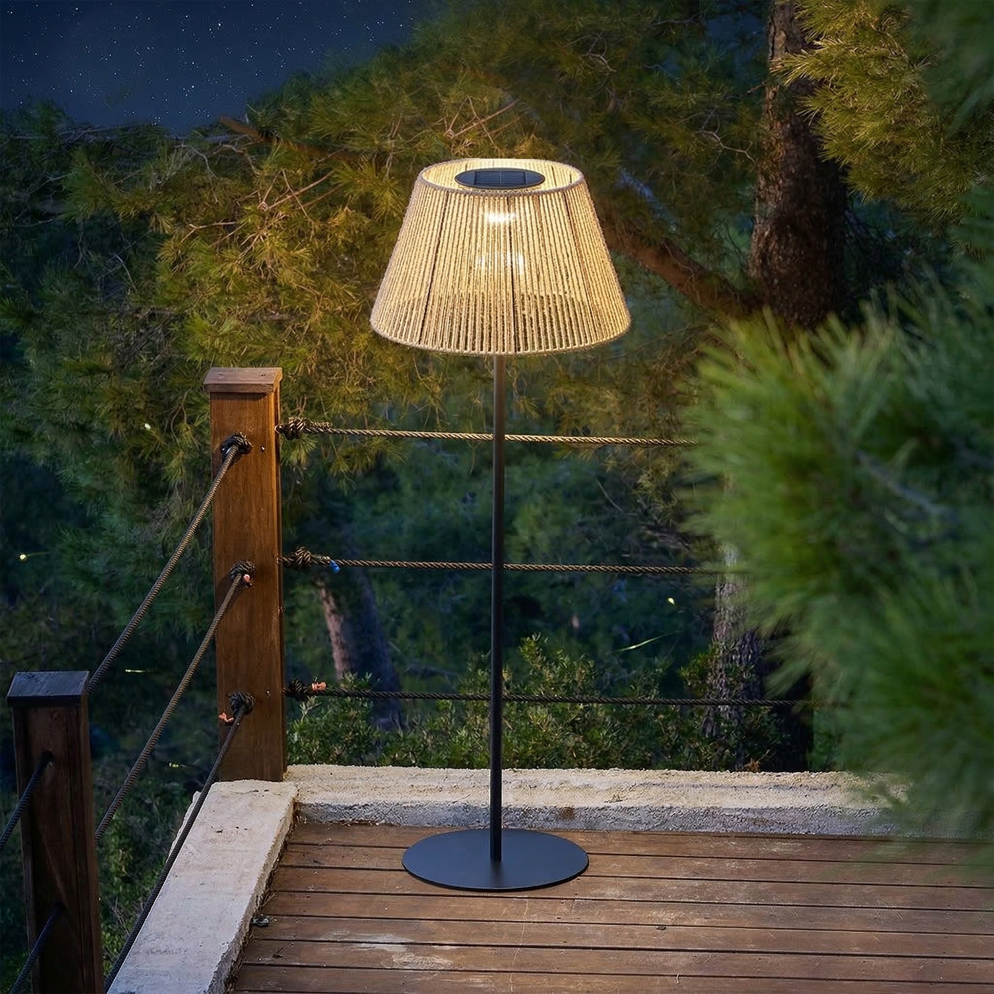 Red Deco Tall Raffy Solar H170cm lampadaire solaire blanc chaud rotin