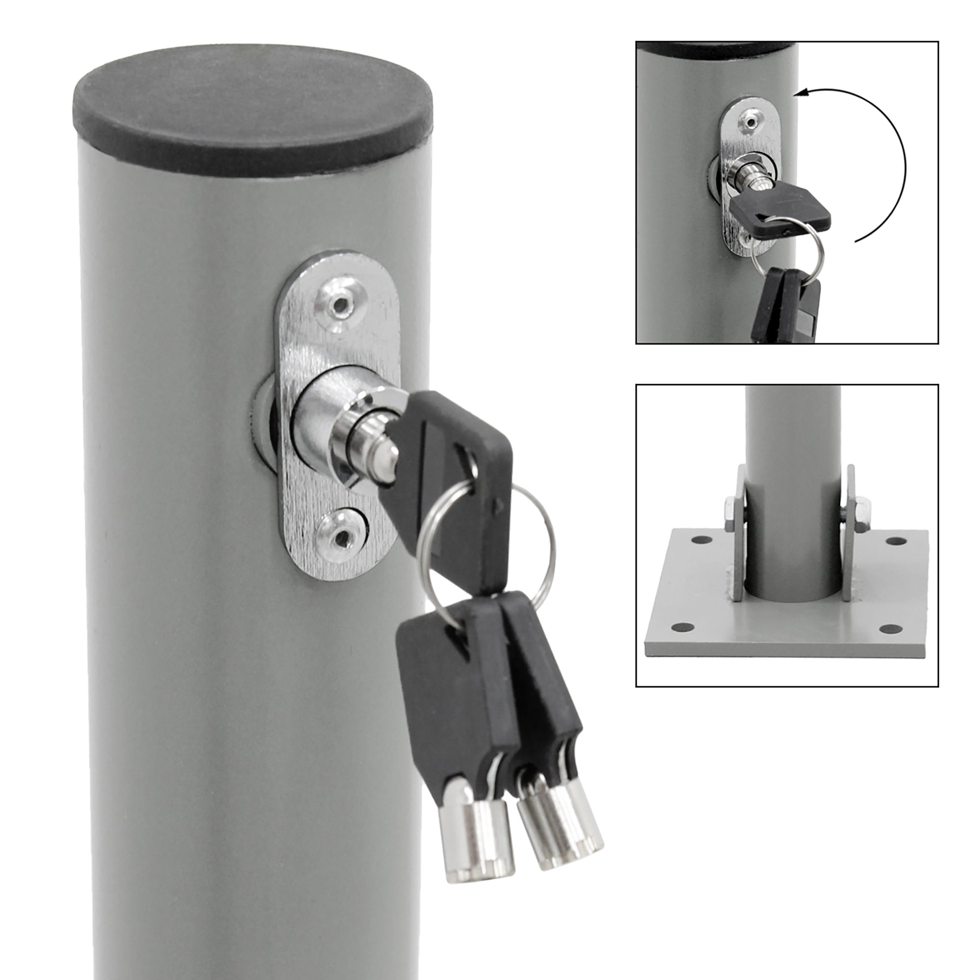 ECD Germany poteau parking rabattable 71 cm anthracite lot 4 acier