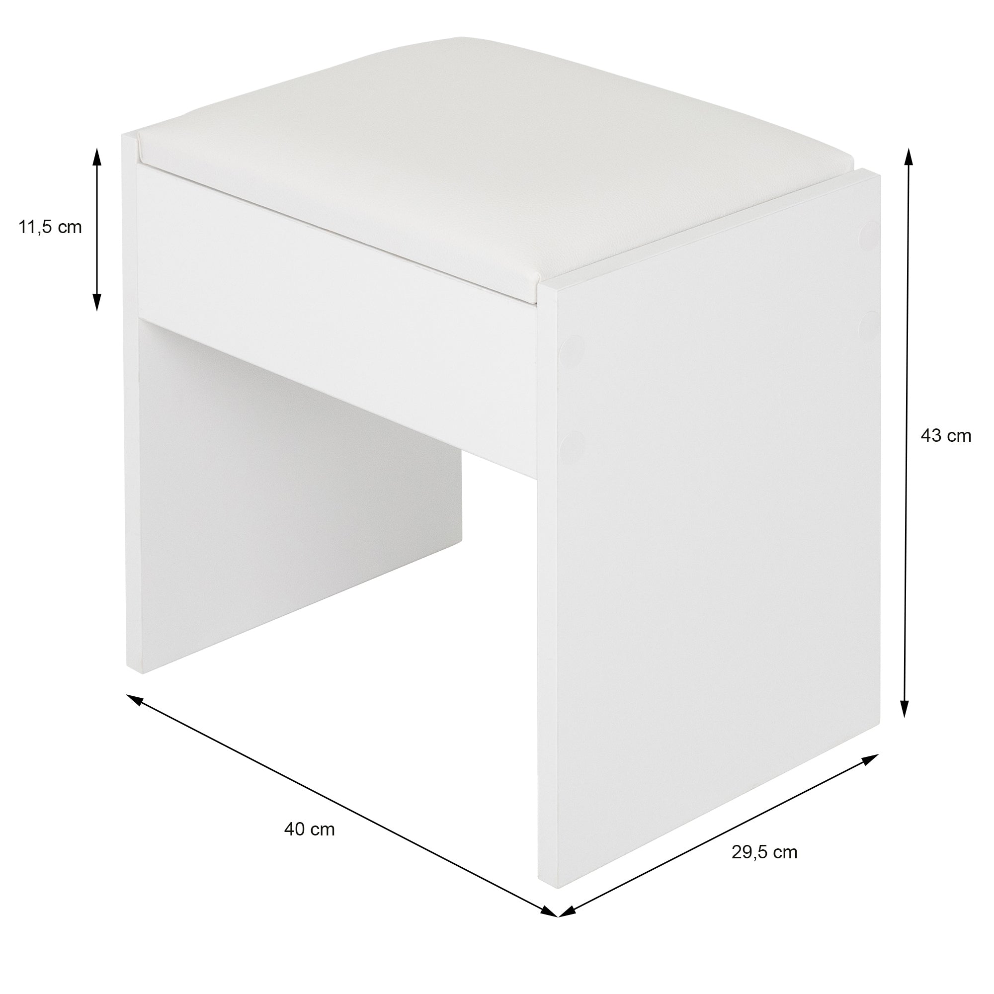 ECD Germany Möbel coiffeuse blanche 108x40x140 LED + tabouret