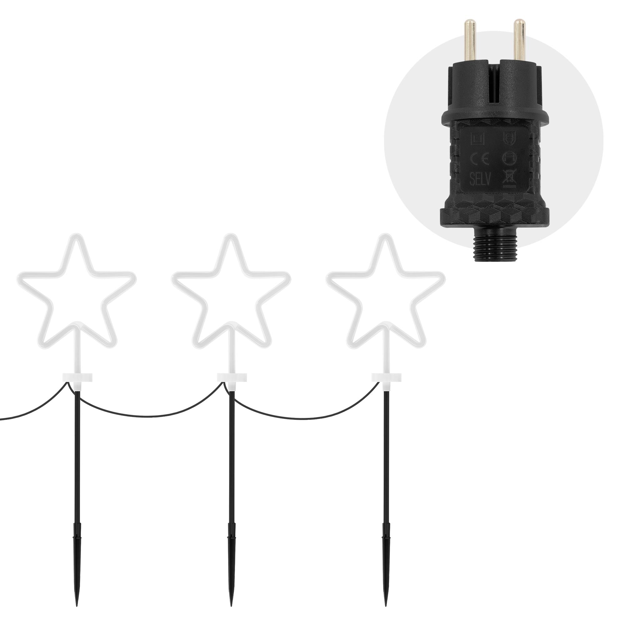 ECD Haus & Wohnen lot 3 étoiles LED piquet 58 cm IP44
