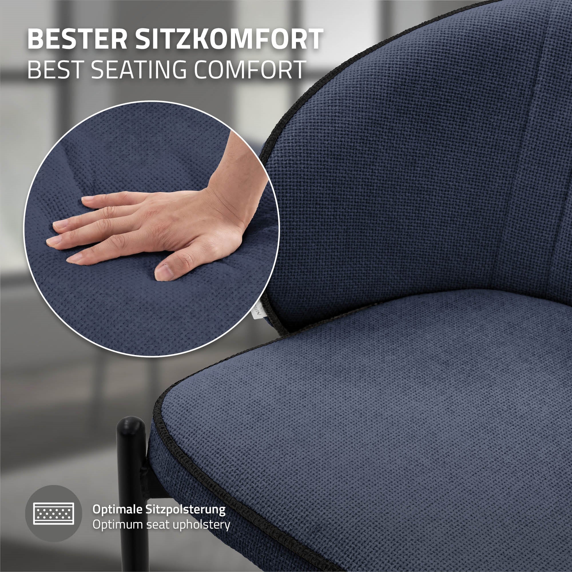 ML-Design 2 chaises salle à manger bleu foncé tissu 120 kg