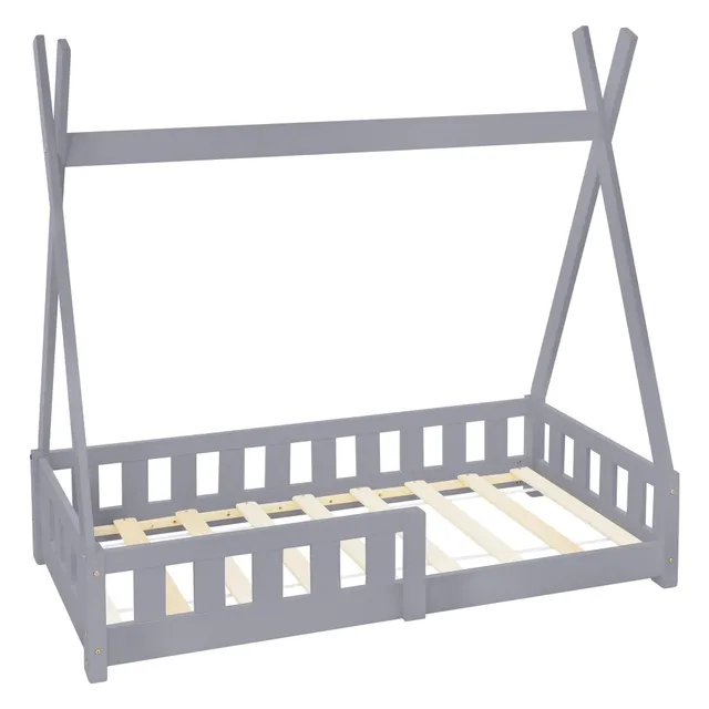 ECD Germany ML-Design lit cabane tipi blanc 90x200 sommier