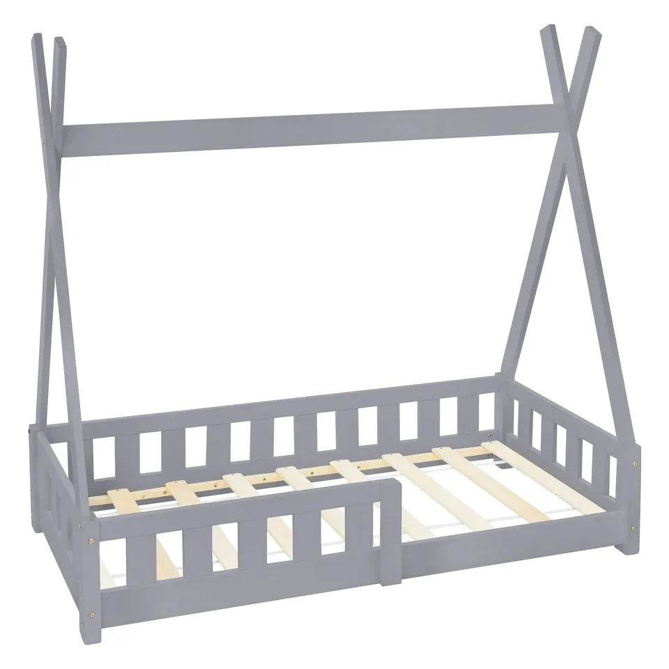 ECD Germany ML-Design lit cabane tipi blanc 90x200 sommier