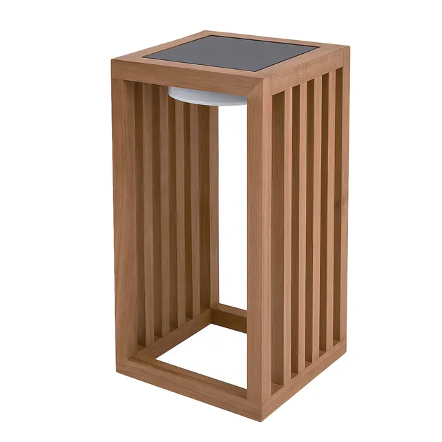 Red Deco Chennai lanterne solaire teck H30 cm blanc chaud