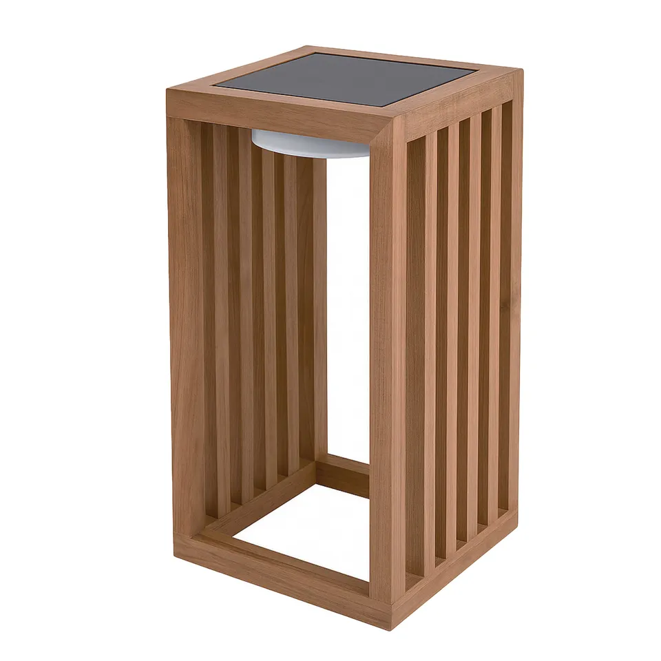 Red Deco Chennai lanterne solaire teck H30 cm blanc chaud