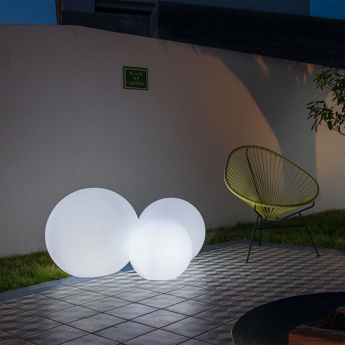 Red Deco Bobby boule lumineuse 60cm blanc froid E27