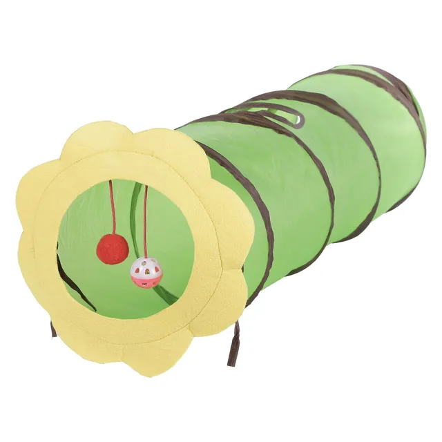 Stokomani Animalerie tunnel chat fleur jaune jeu intérieur