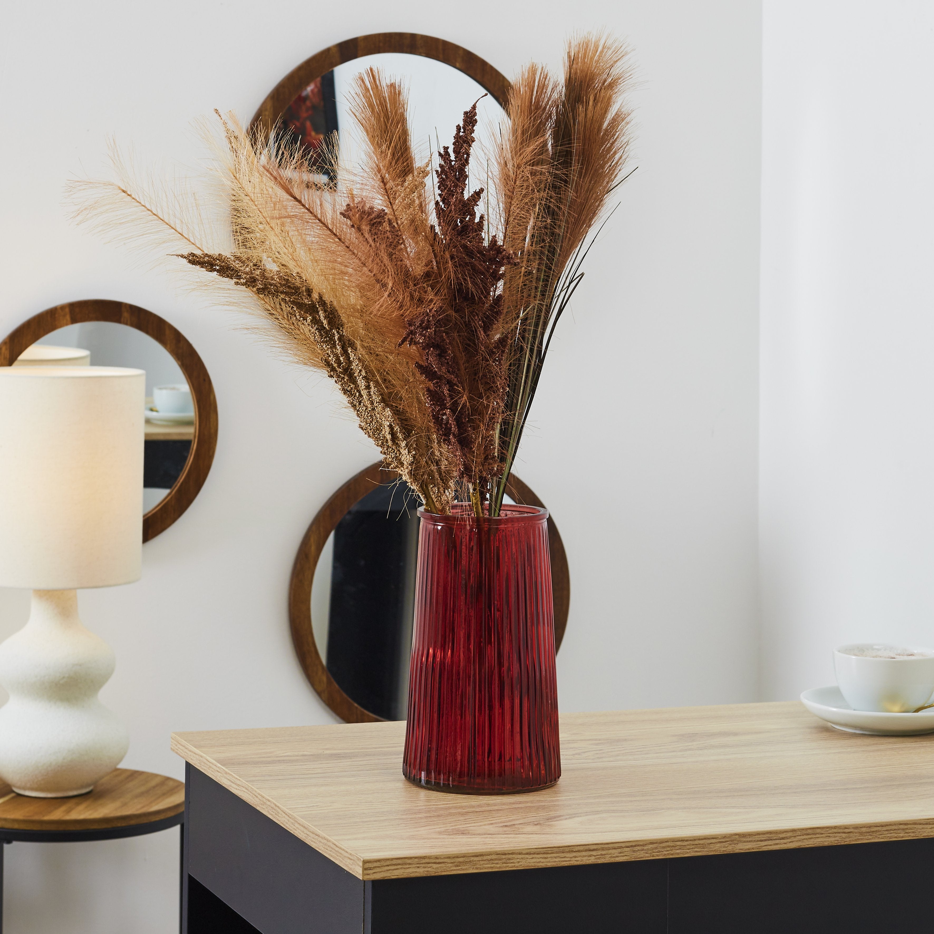 Vase strié Louise fleurs fraîches et séchées 21,5 cm