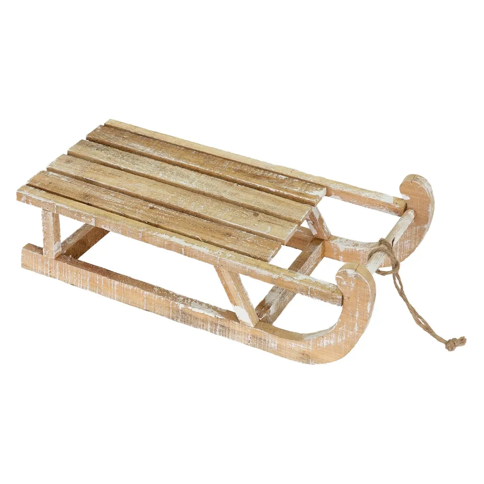 ECD Germany traîneau déco Noël bois marron 50,5 cm LED
