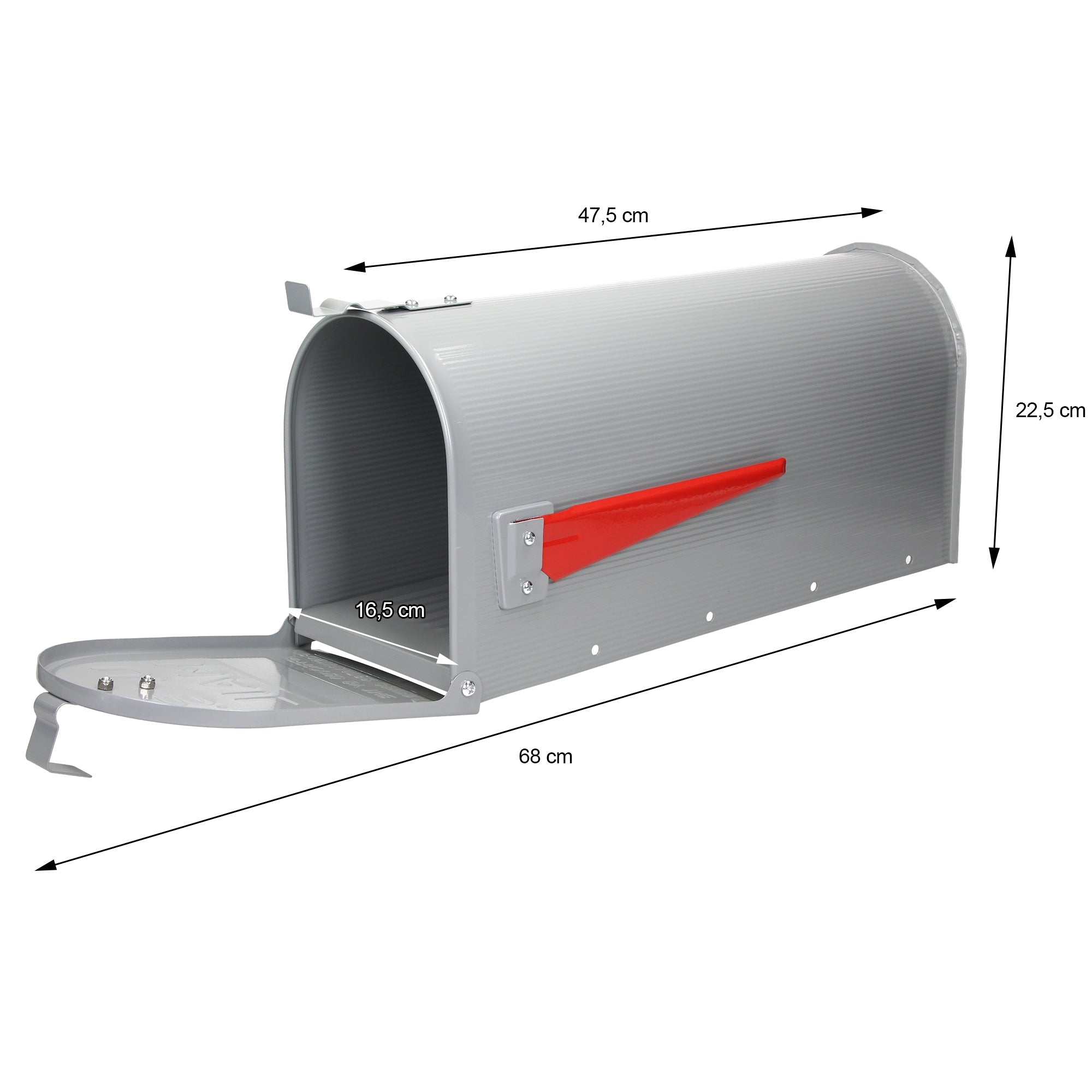 ML-Design Mailbox US boîte aux lettres gris alu + support