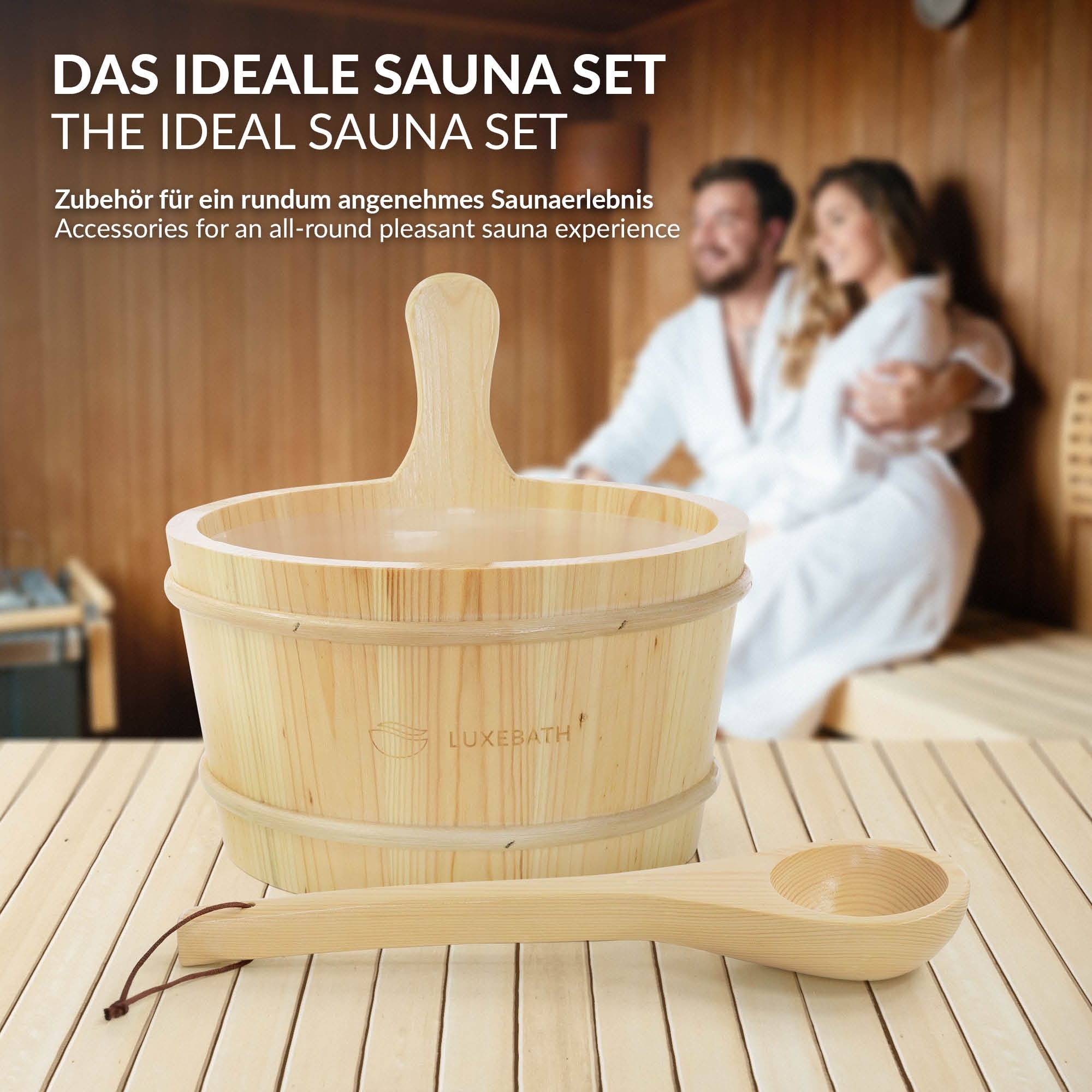 LuxeBath Sauna Seau sauna bois pin 4 L lot 2 pièces