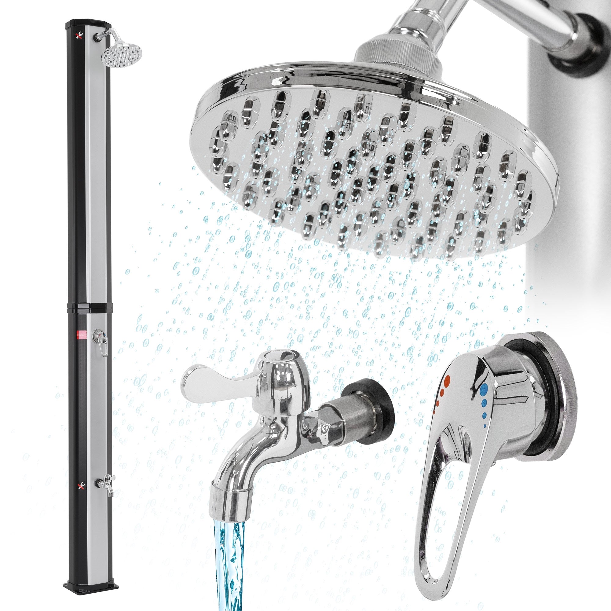 ECD Germany douche solaire 35L rince-pieds argent / noir