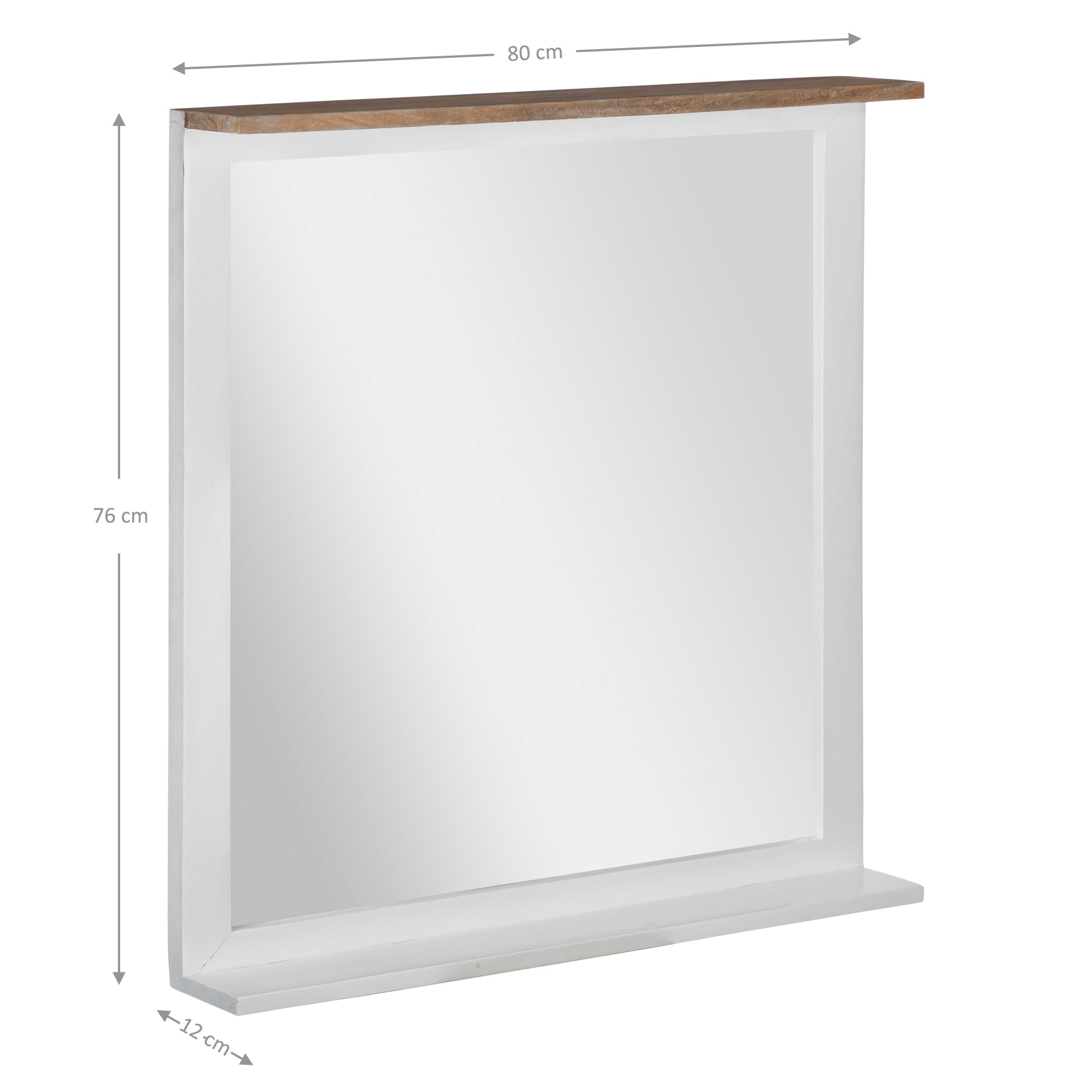 WOMO-Design Miroir mural bois manguier 80x76 blanc/naturel