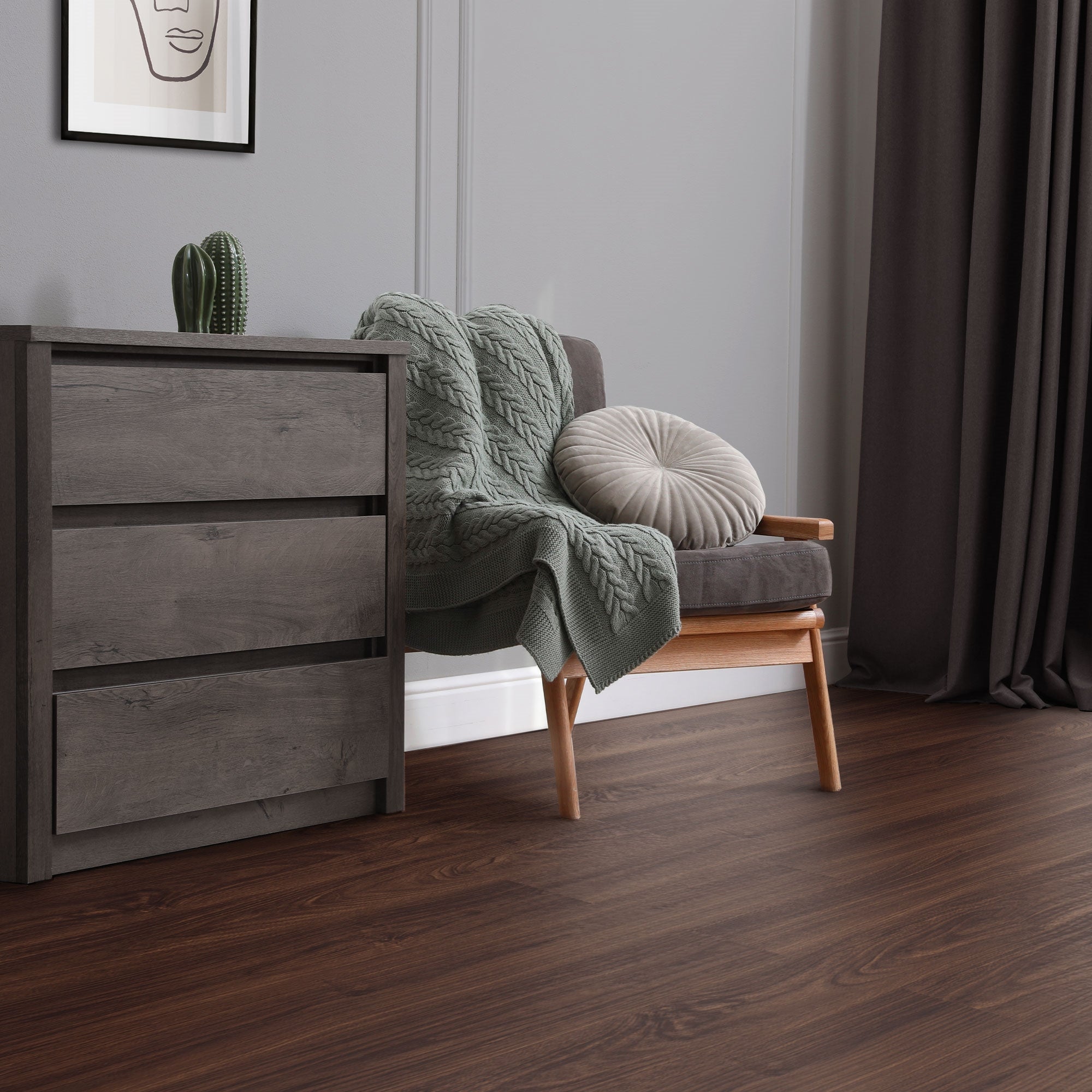 ECD Germany sol vinyle noyer rouge-brun 2mm 2,23m² adhésif