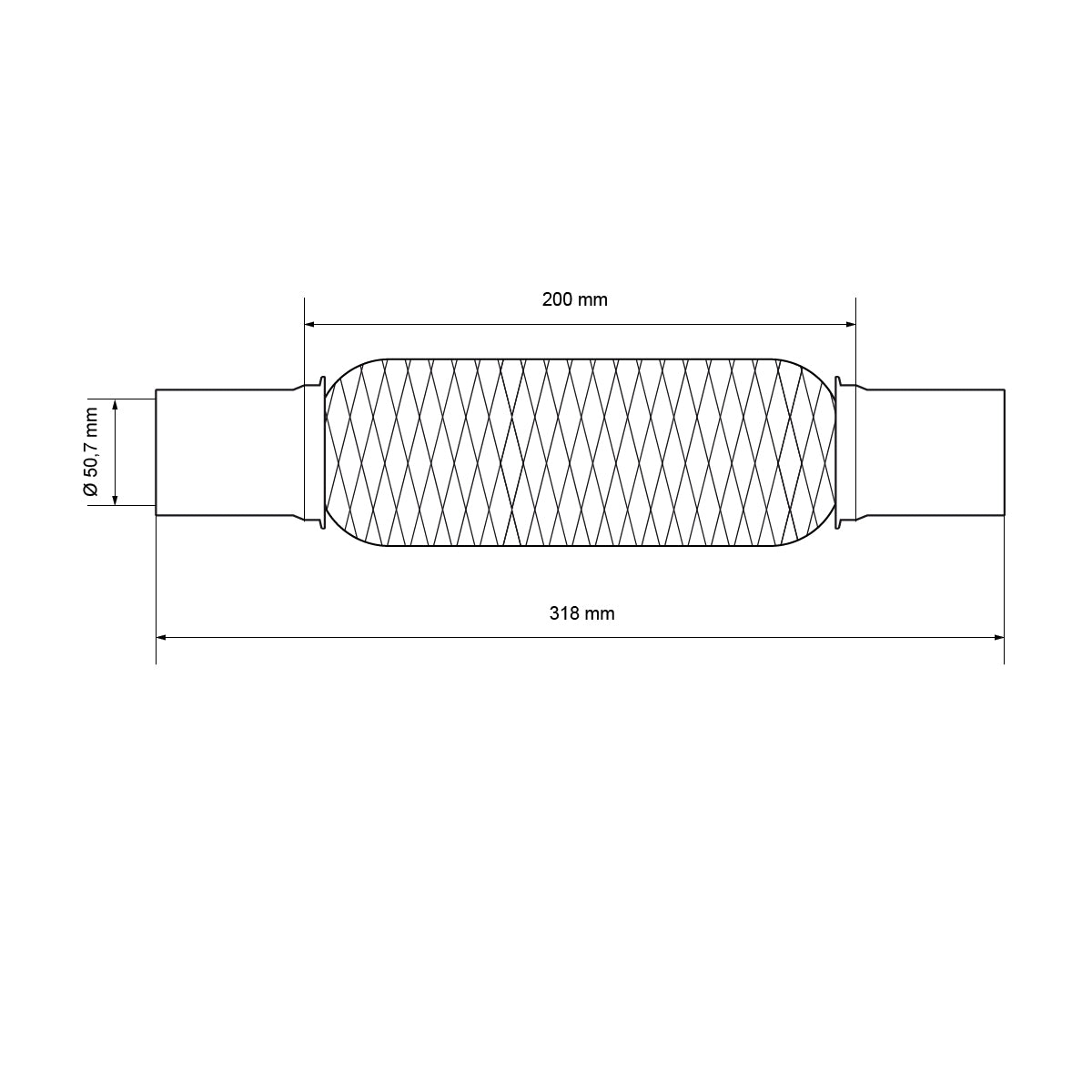 ECD Germany tube flexible inox 50x200 mm échappement 2 colliers