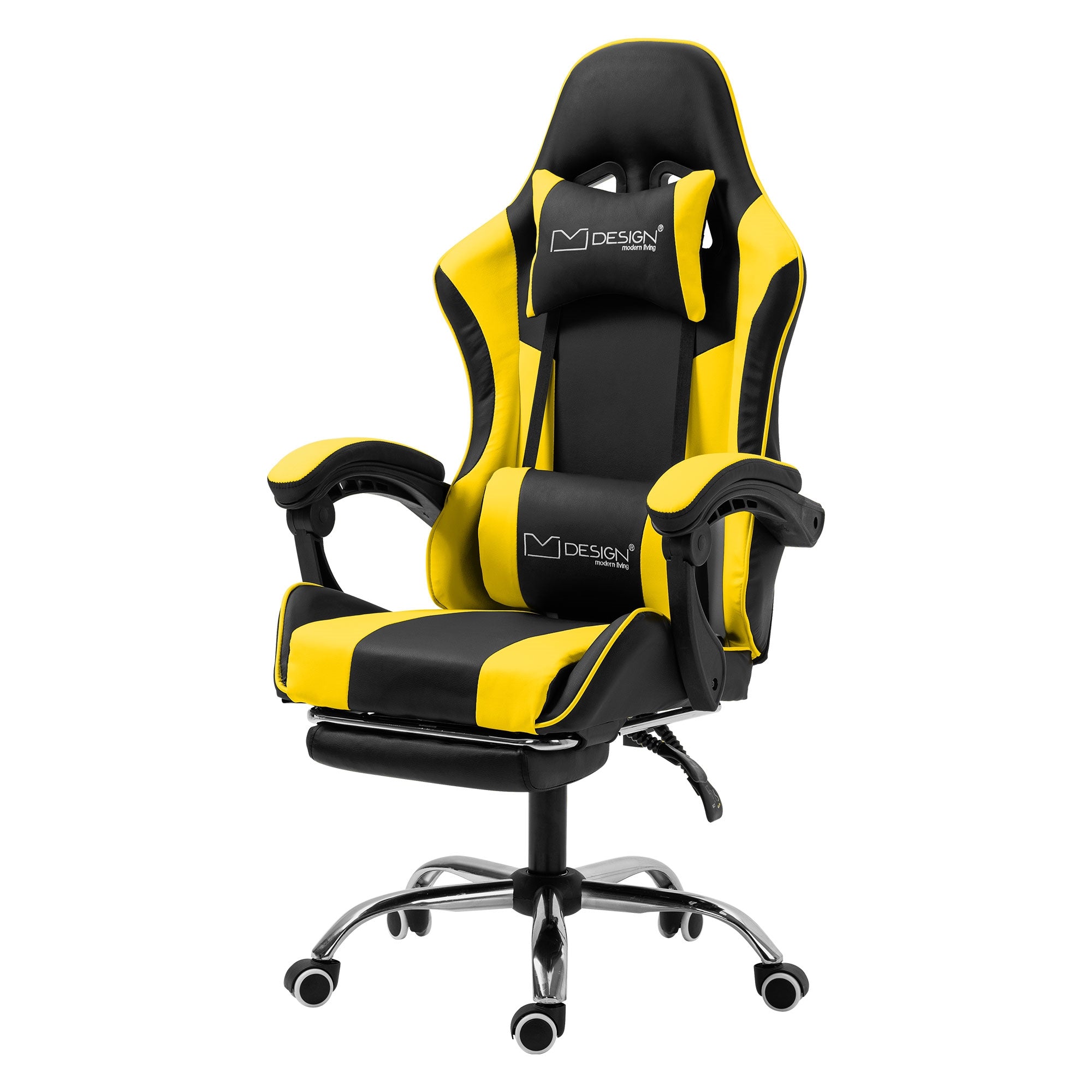 ECD Germany Möbel chaise gaming PU noir/bleu massage