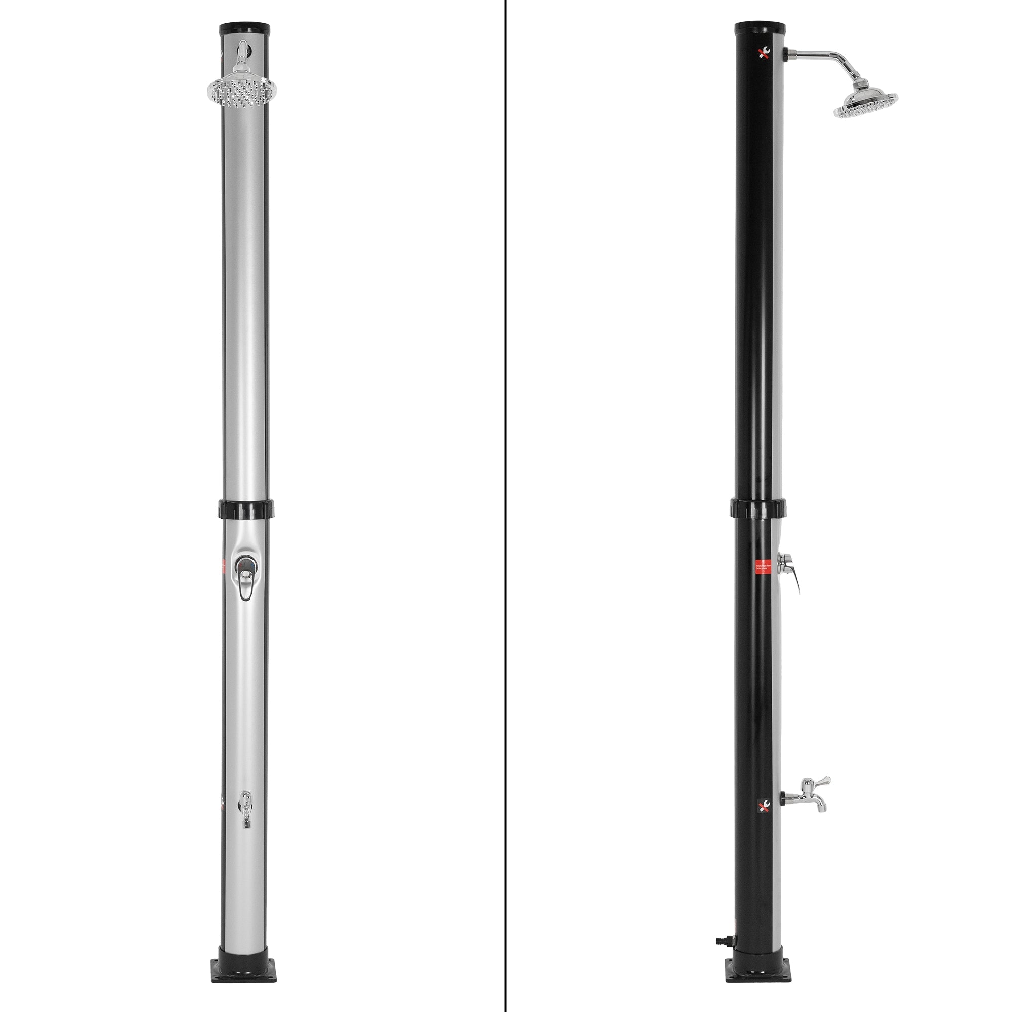 ECD Germany Garten douche solaire 20L 210 cm argent/noir + douchette pied