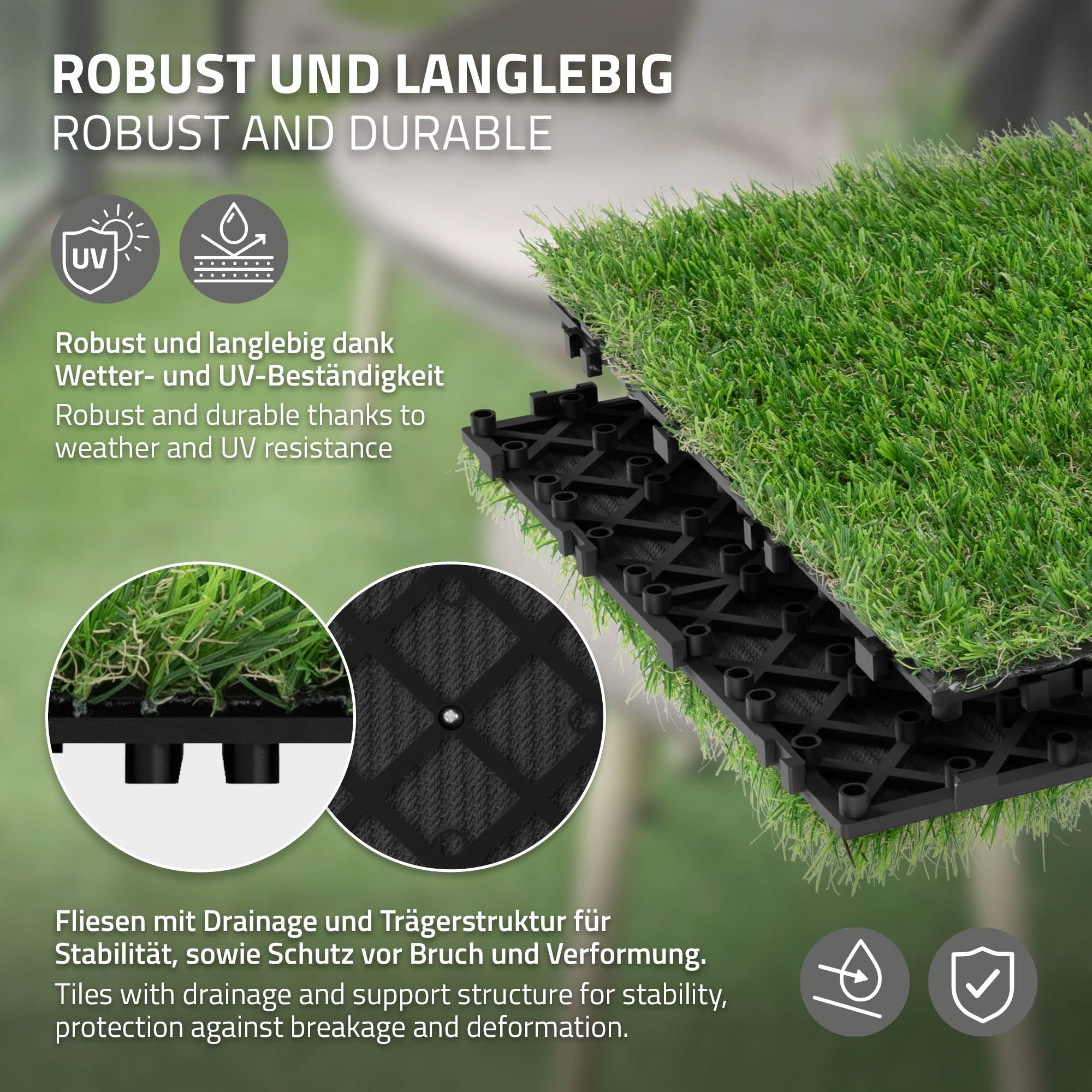 ML-Design dalles gazon synthétique 30x30 effet herbe lot 4m²