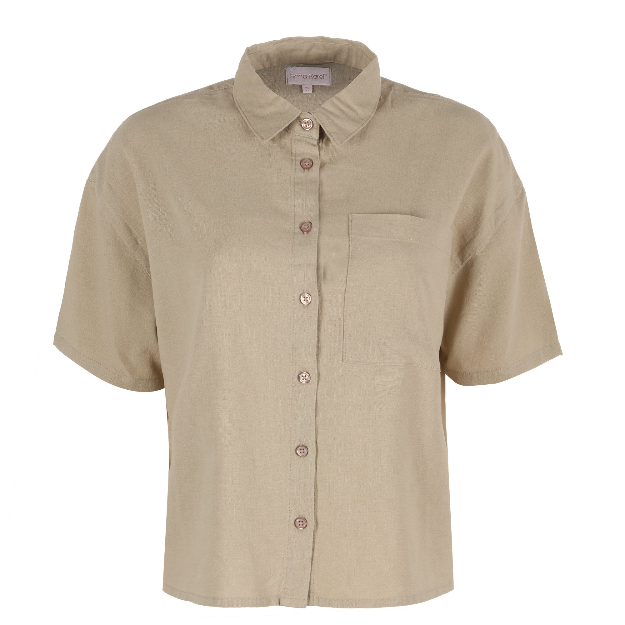 Chemise femme beige manches courtes taille 38