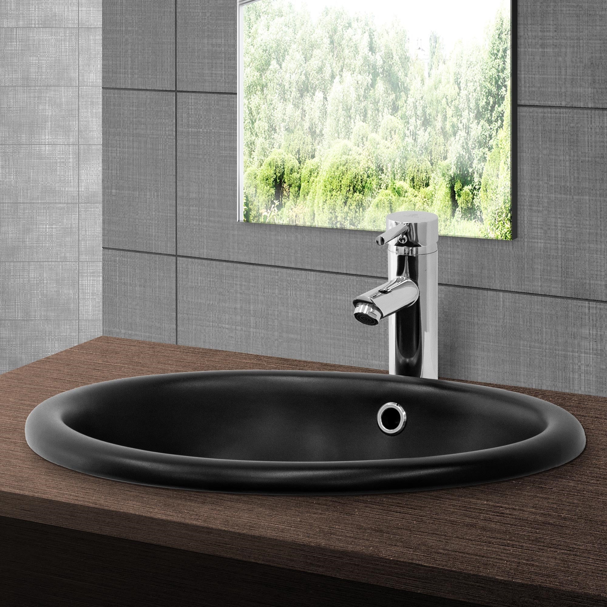 ECD Germany Sanitär ML-Design Vasque 49x40 noire bonde argent
