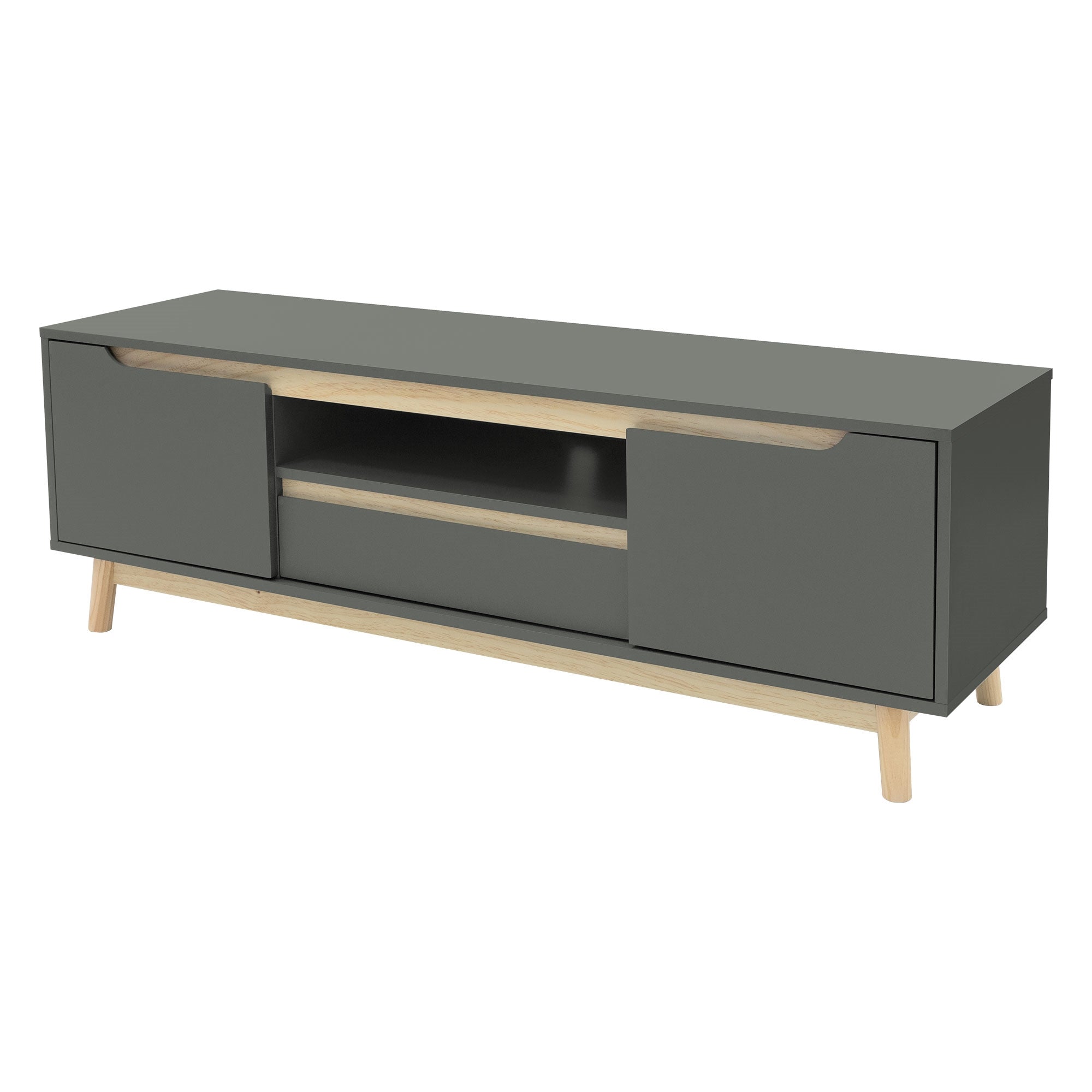 ECD Germany ML-Design meuble TV vert mat 120 cm 2 portes