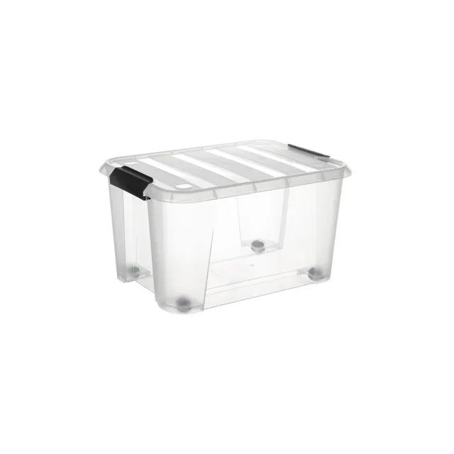 Stokomani Maison Boîte de rangement 15L à roulettes avec clips