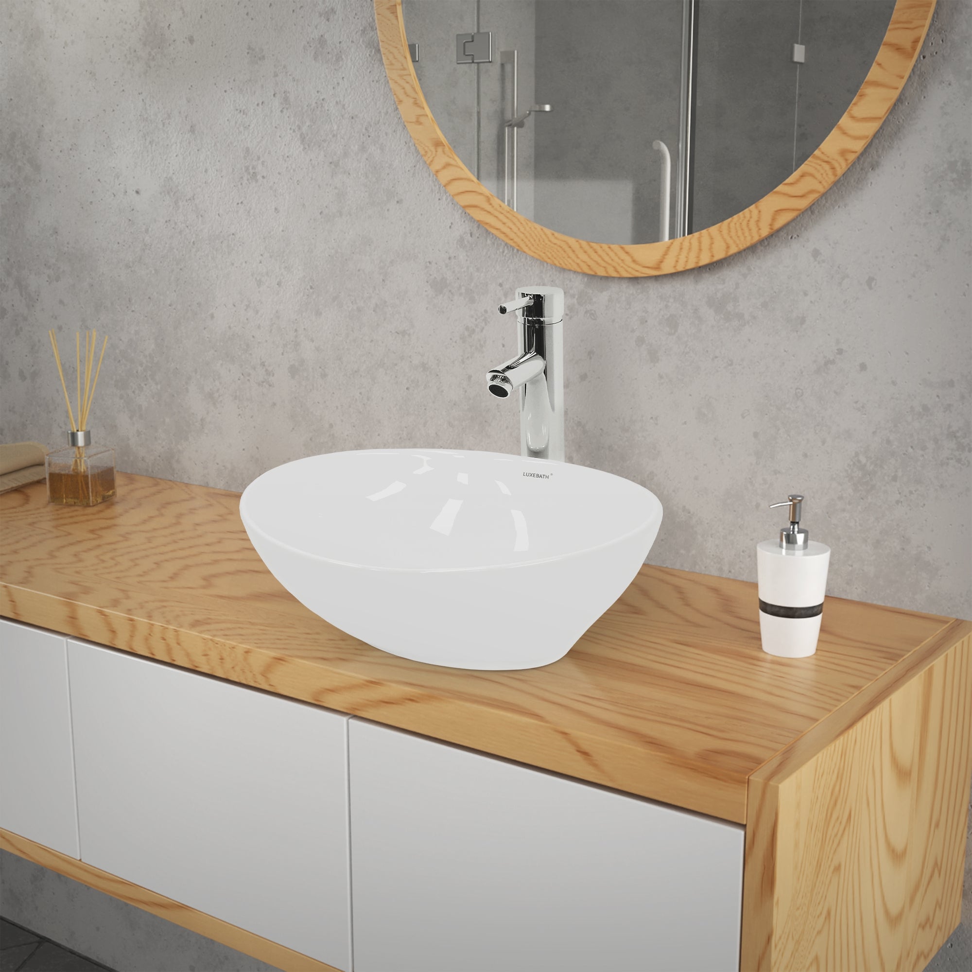 ECD Germany LuxeBath vasque blanche céramique 41 cm avec bonde