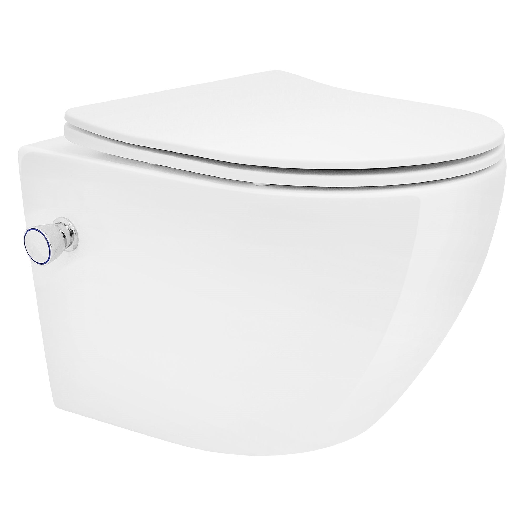 ECD Germany Sanitär WC suspendu court blanc sans bride avec bidet