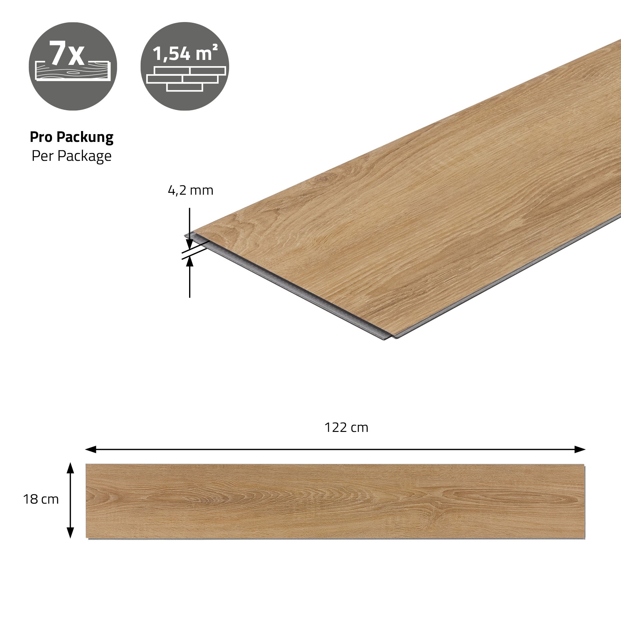 ECD Germany sol vinyle chêne sandbar 1,54 m² lames clic