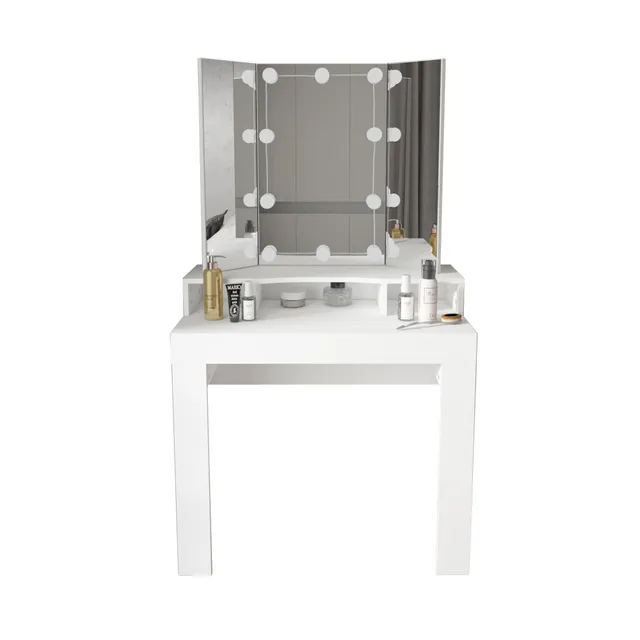 ECD Germany Möbel coiffeuse blanche LED 89,5x155x43,5 cm