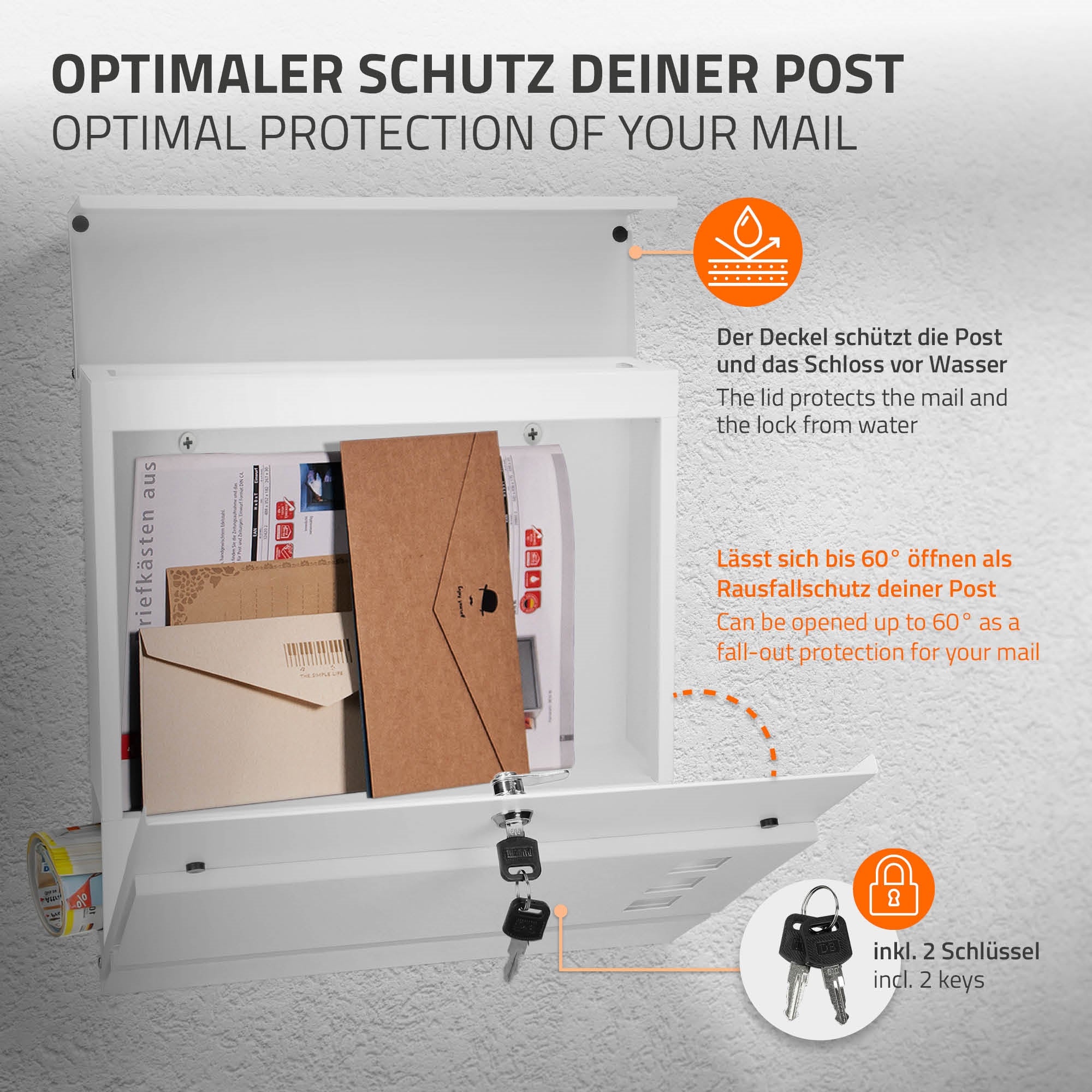 ECD Germany Modèle 6 boîte aux lettres sur pied blanc 37 cm