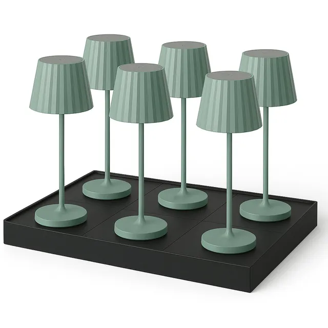 Red Deco Abby Olive x6 lampes table sans fil 29cm + plateau