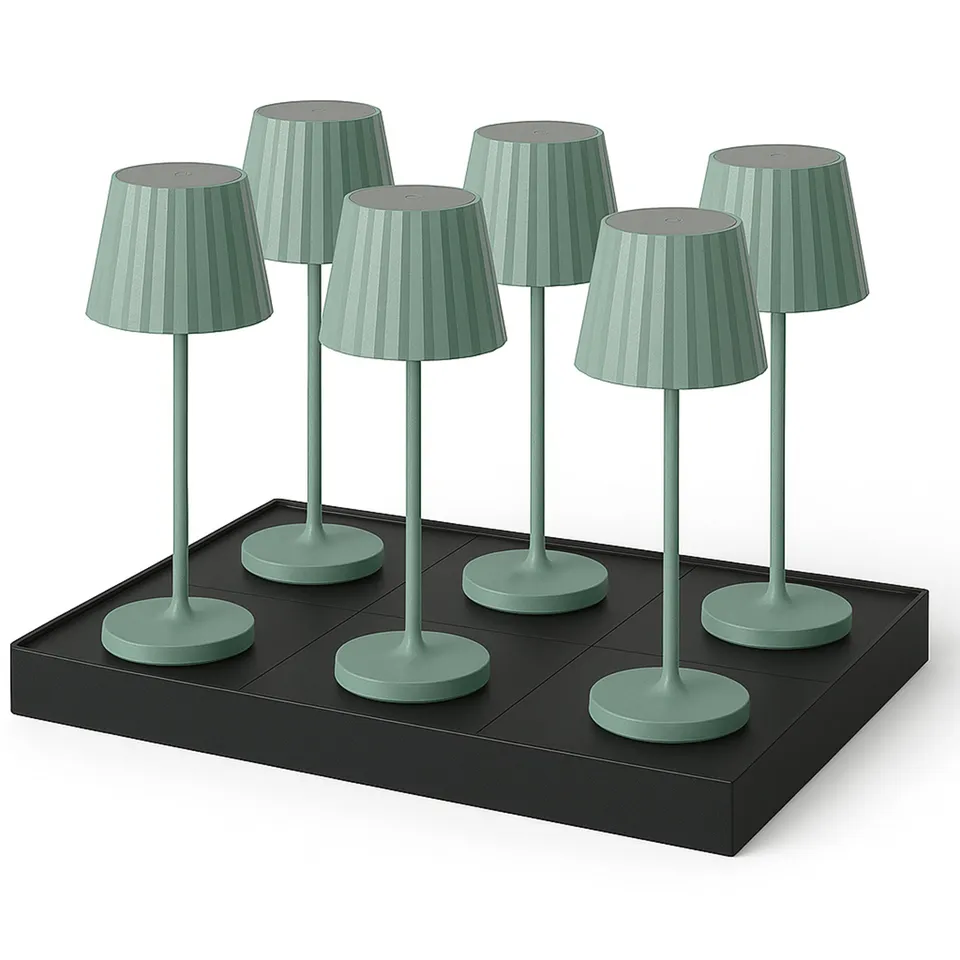Red Deco Abby Olive x6 lampes table sans fil 29cm + plateau