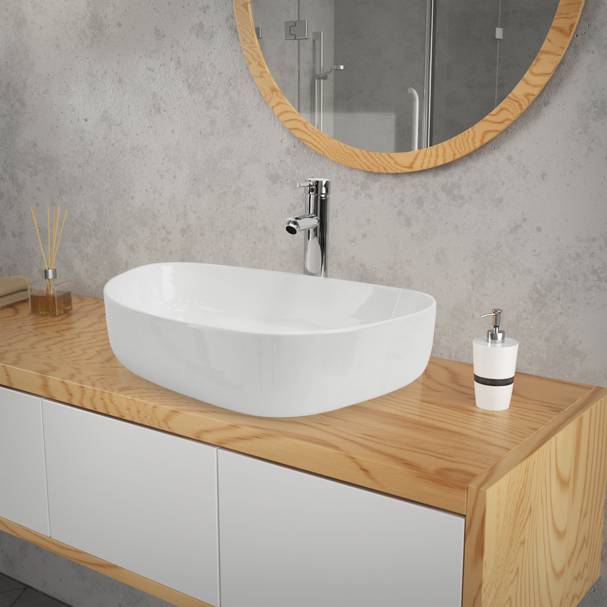 LuxeBath vasque céramique blanche 55x42 cm sans trop-plein