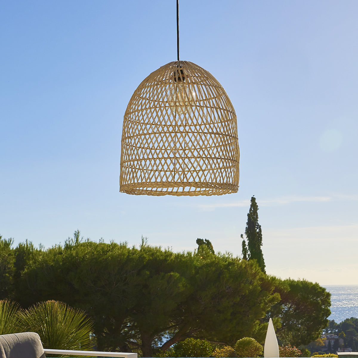 Red Deco Paulo Outdoor Cable suspension rotin 5m E27 bohème